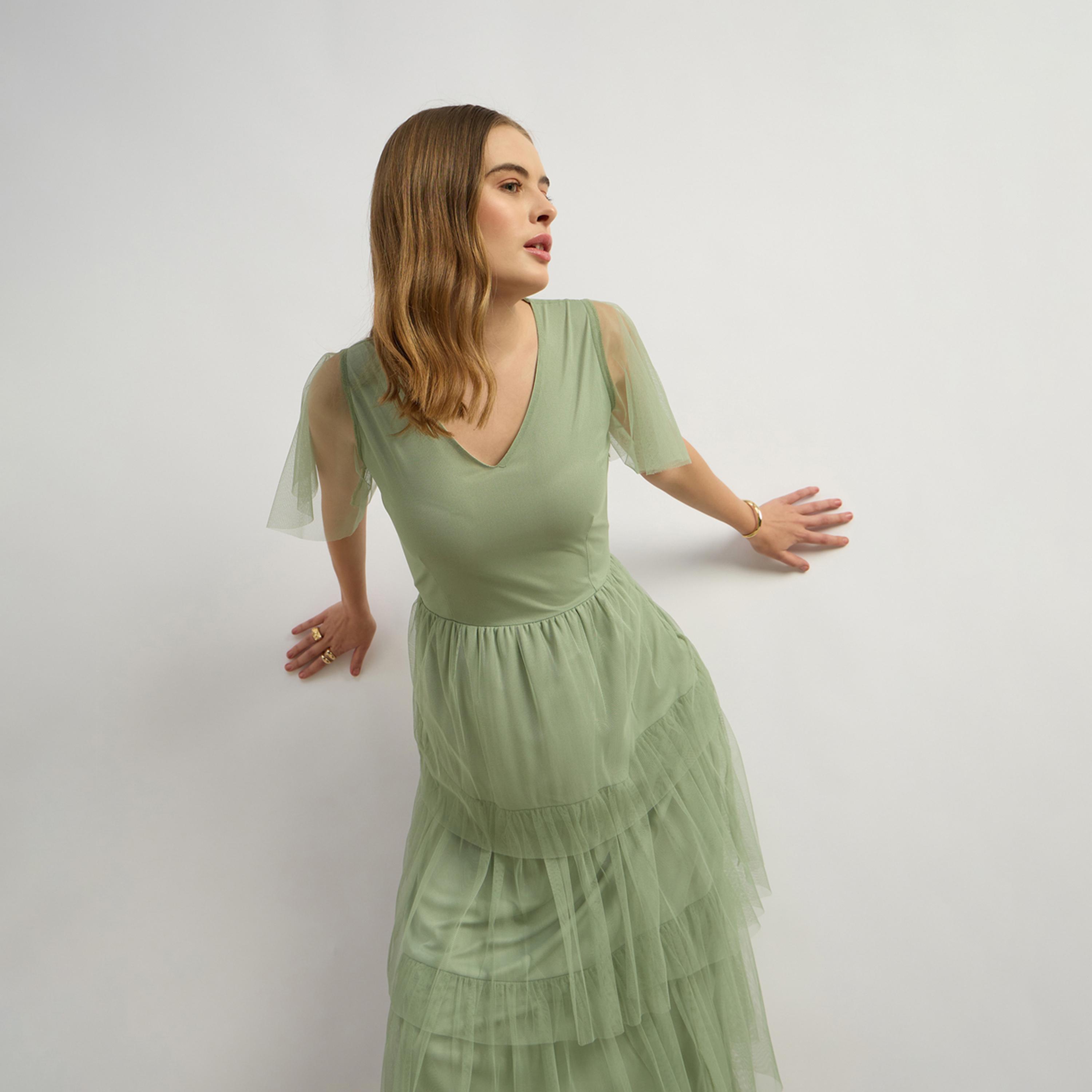 ستايلي - فستان سيب سيب هوراي ذو الرقبة المربعة وقصة A مع حافة سلسلة-women-clothing-dresses-image-6