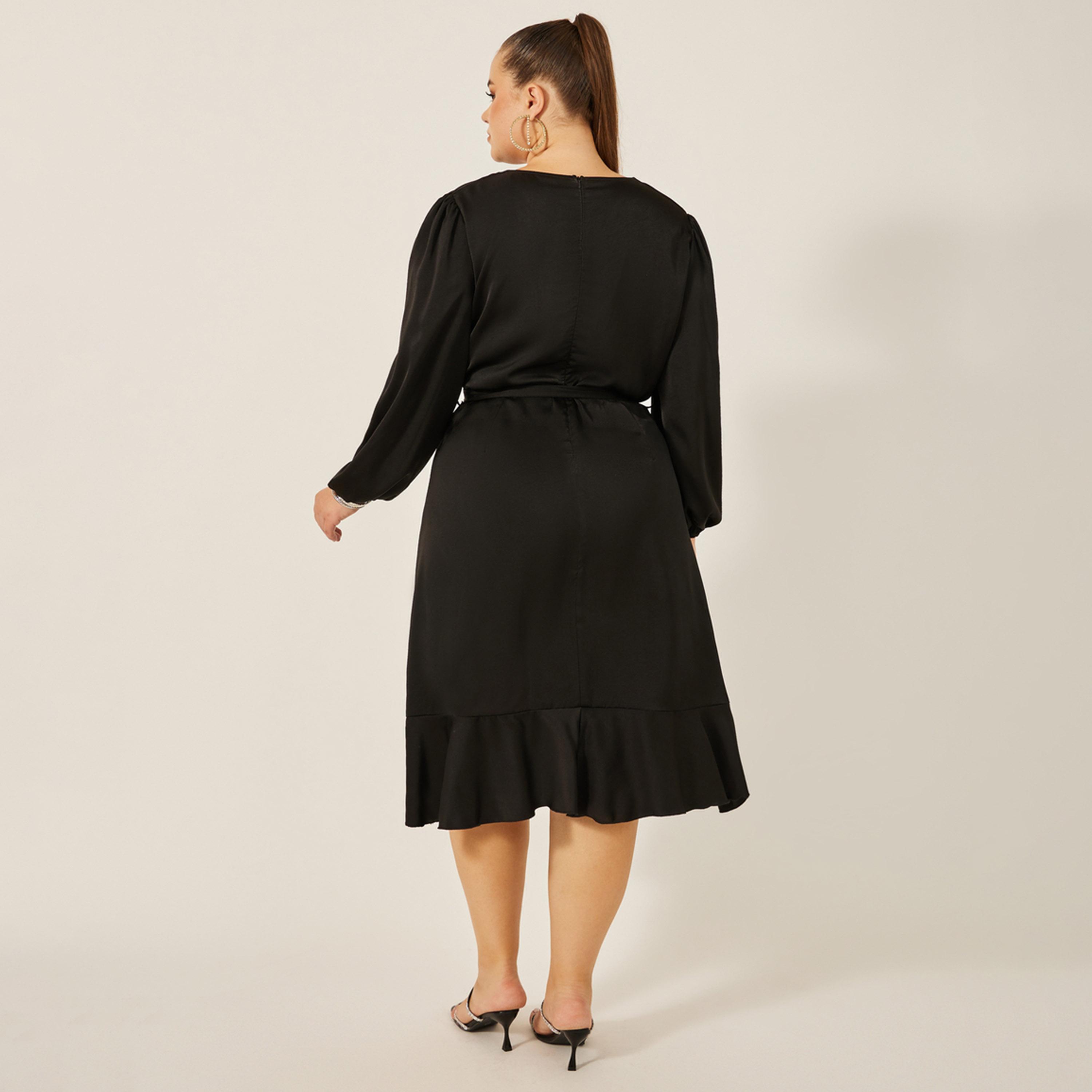 Styli Plus Size Balloon Sleeve Wrap Midi Dress-women-clothing-dresses-image-5