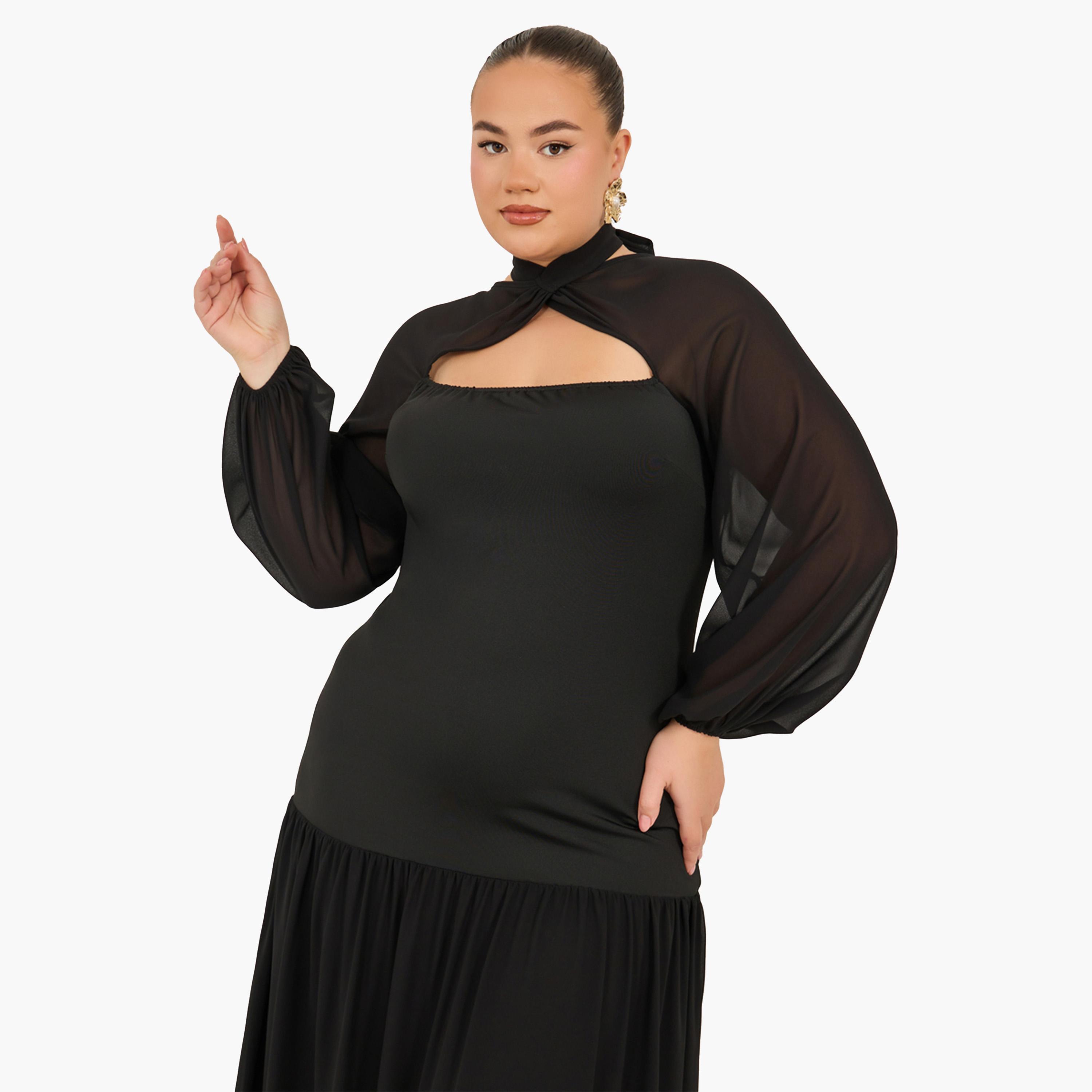 Styli Plus Size Long Sleeves A-Line Maxi Dress-women-clothing-dresses-image-4