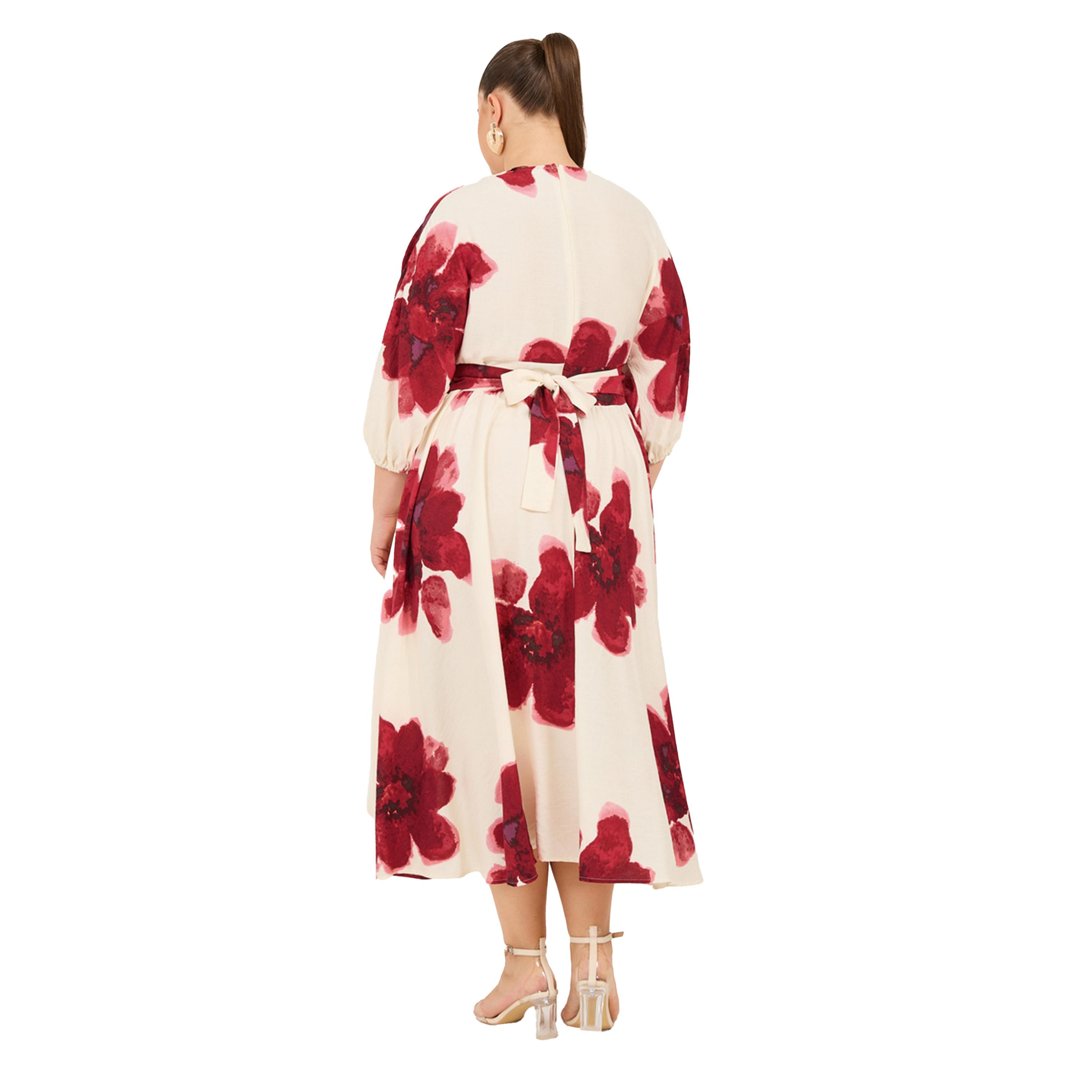 ستايلي - فستان ماكسي مطبوع برقبة V مقاس كبير-women-clothing-dresses-image-5