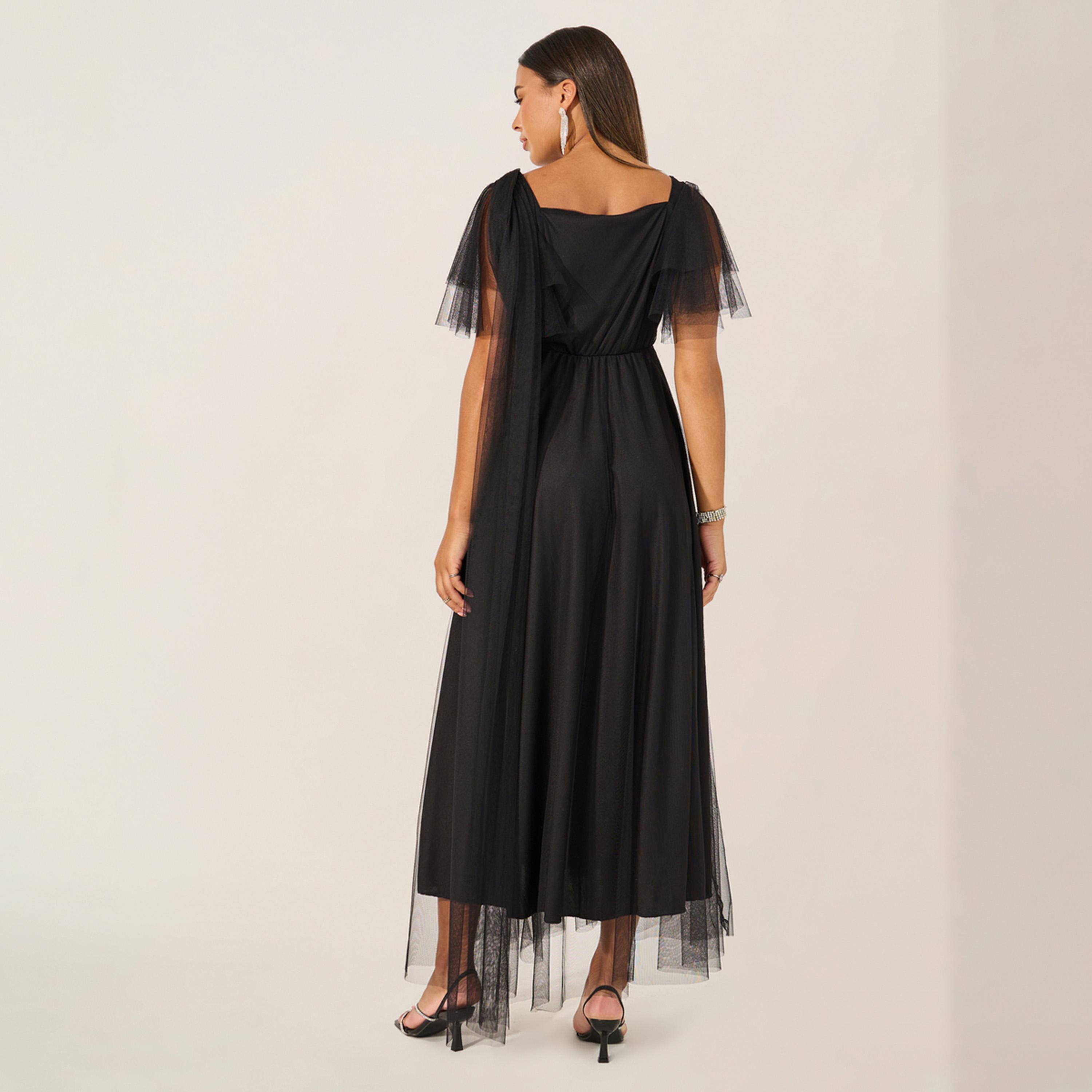 Styli Embroidered Detail Flared Sleeves A-Line Maxi Dress-women-clothing-dresses-image-5