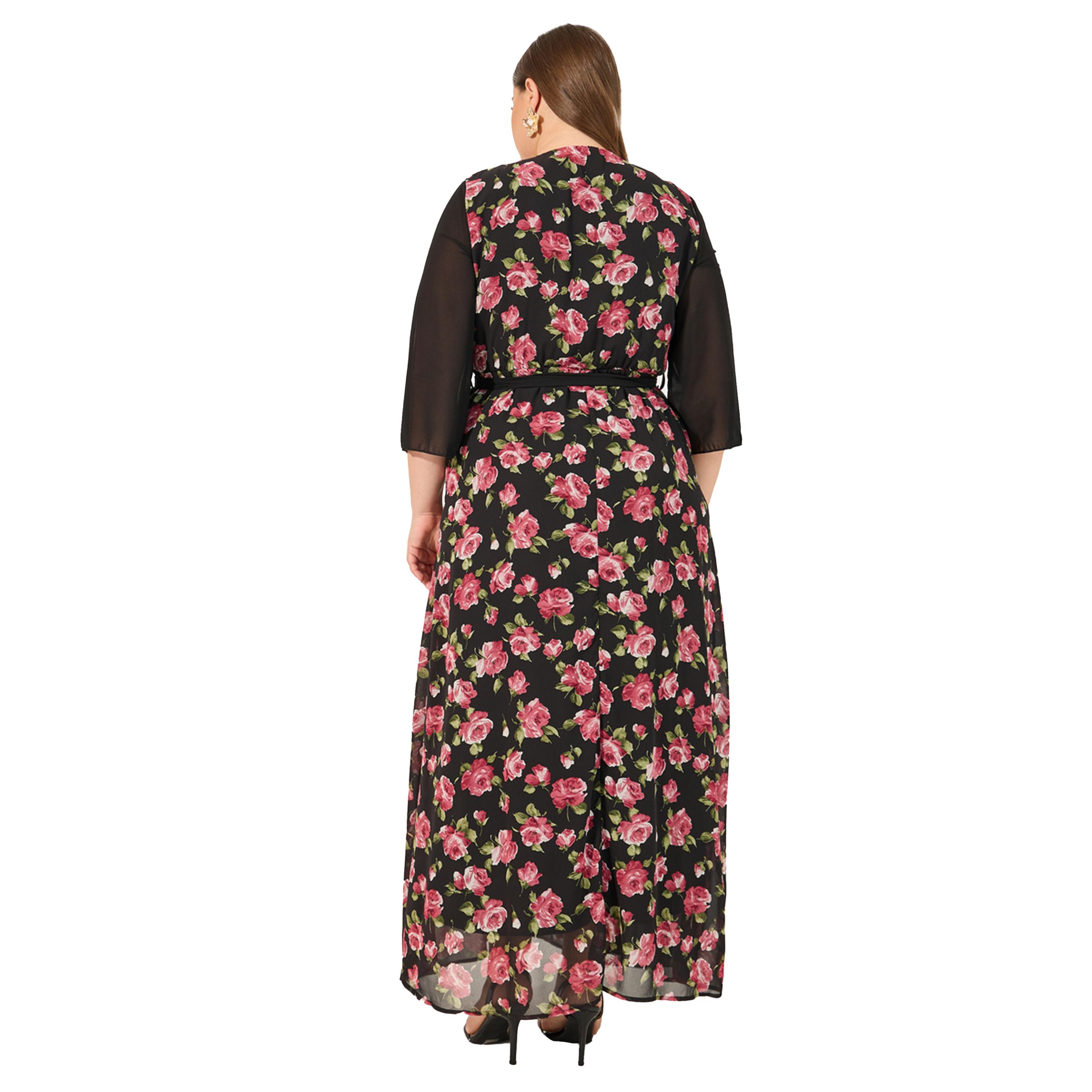 ستايلي - فستان ماكسي مطبوع بأكمام ثلاثة أرباع وقصة حرف A-women-clothing-dresses-image-5