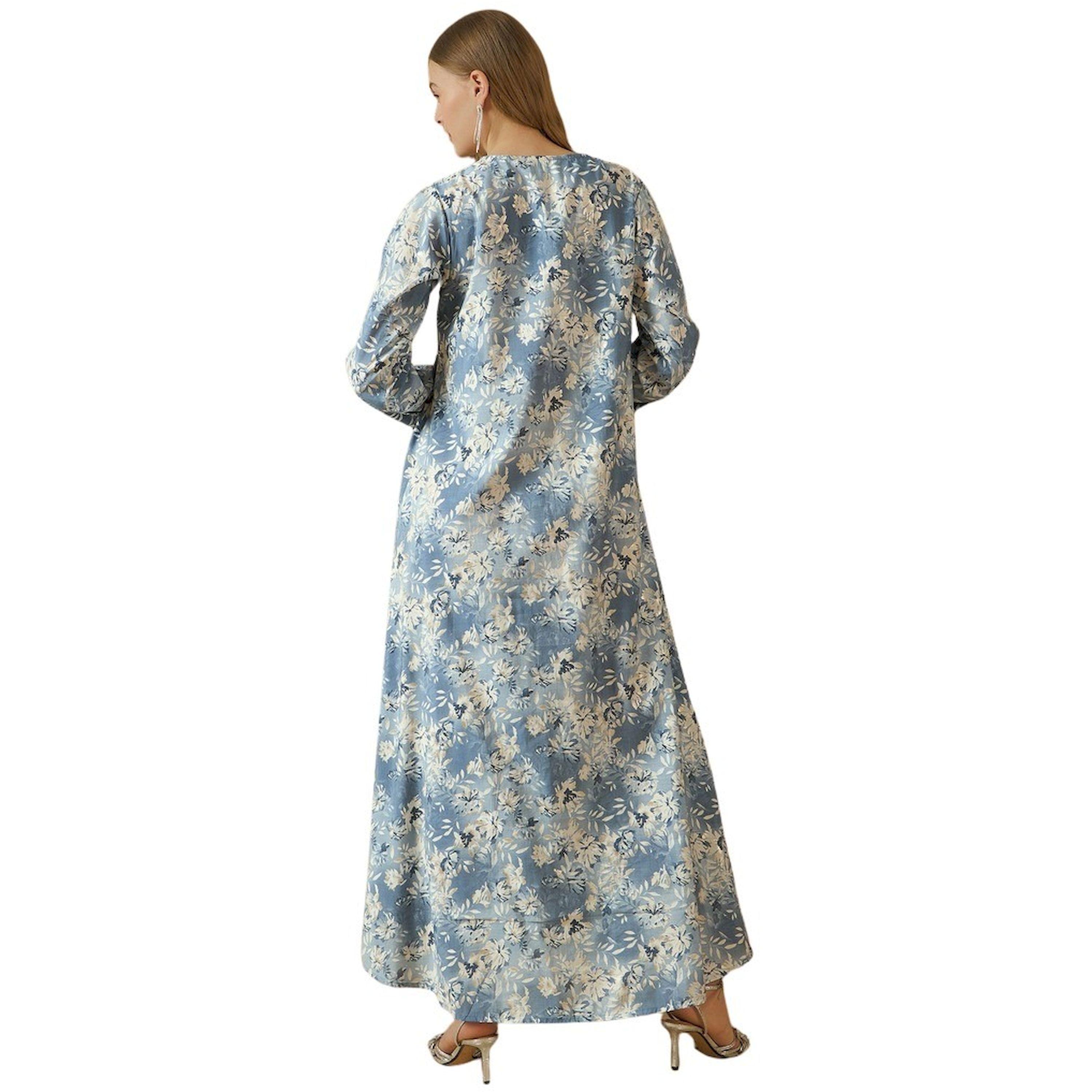 ستايلي - جلابية بطبعة زهور كاملة وياقة V وحواف من الدانتيل-women-arabicclothing-jalabiyas-image-5