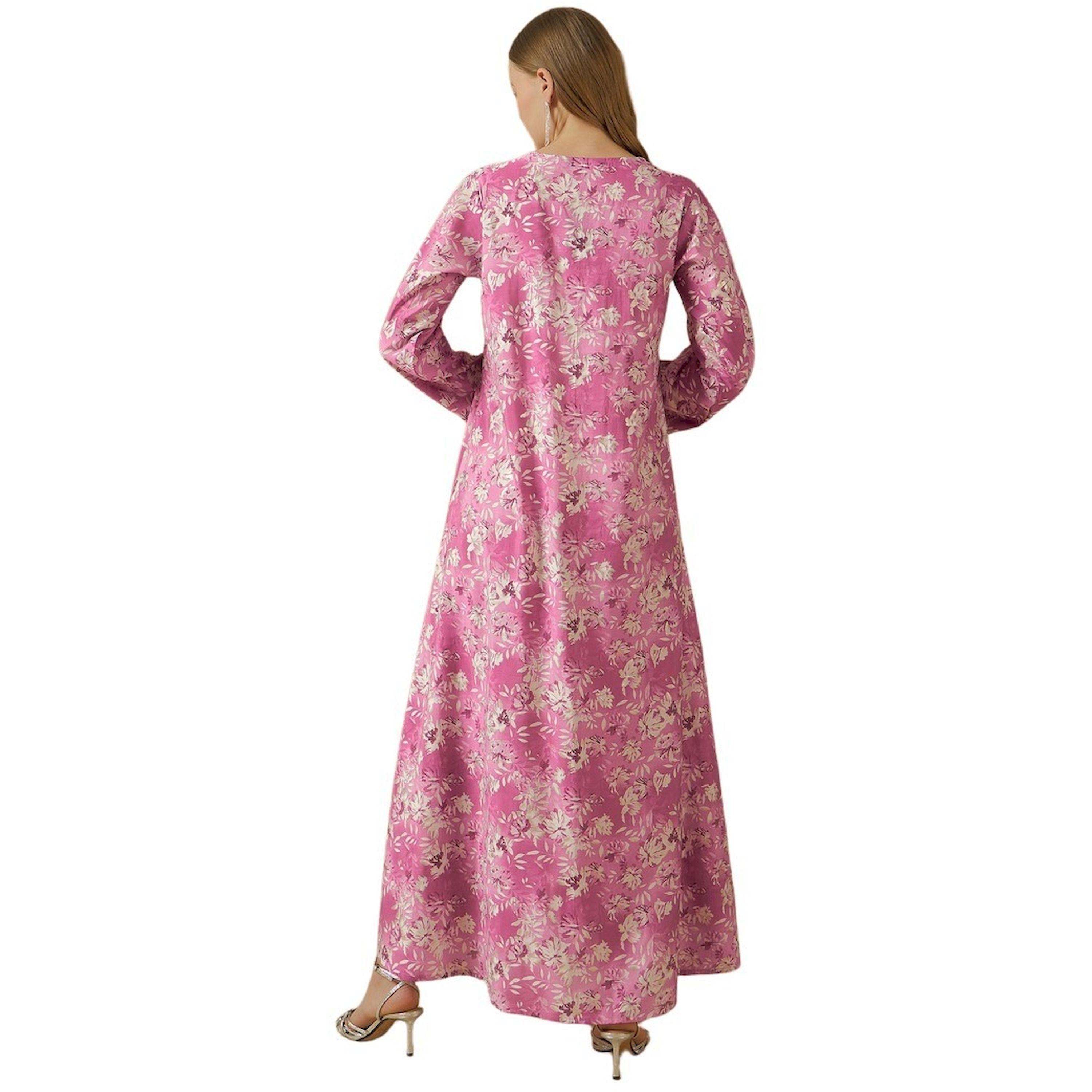 ستايلي - جلابية بطبعة زهور كاملة وياقة V وحواف من الدانتيل-women-arabicclothing-jalabiyas-image-5