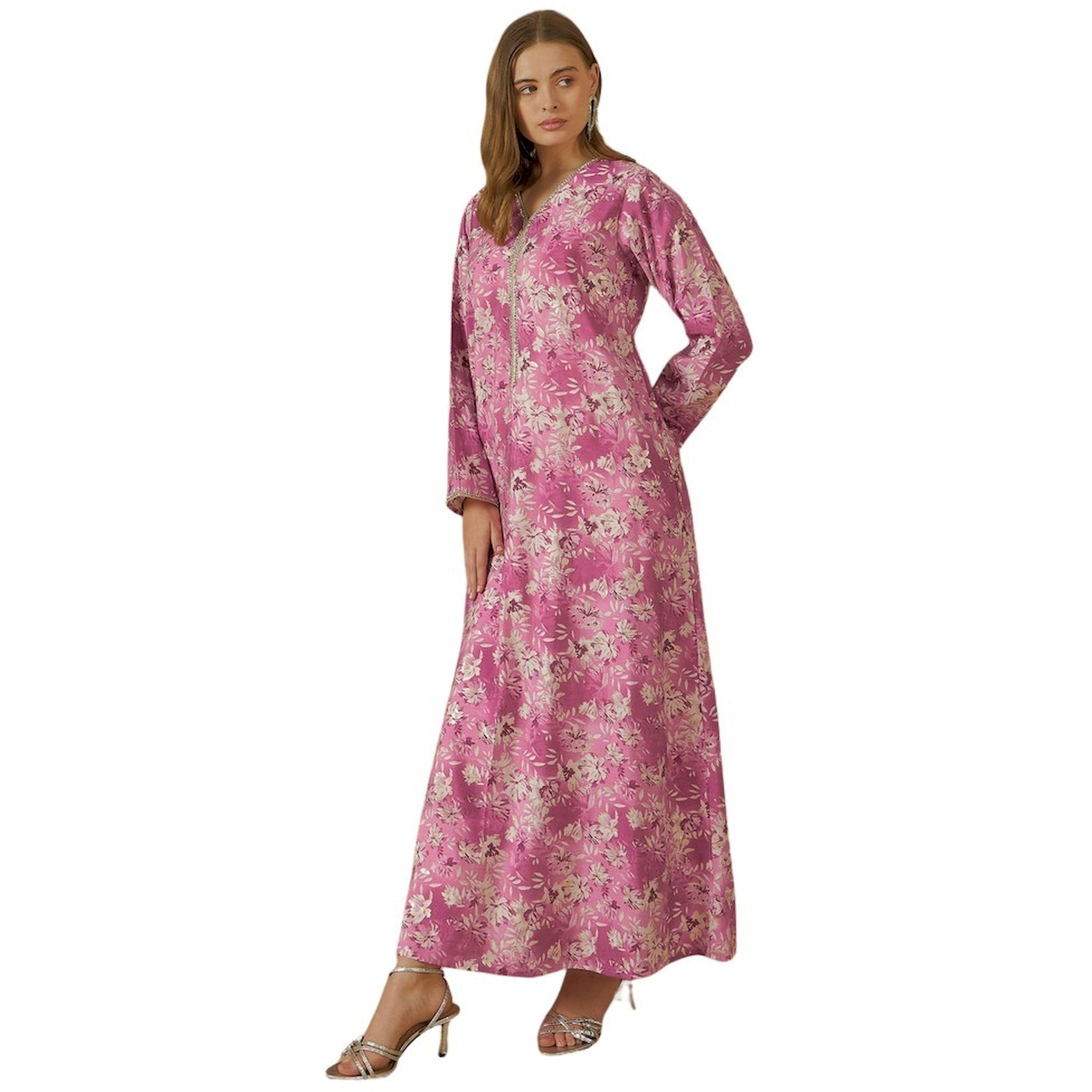 ستايلي - جلابية بطبعة زهور كاملة وياقة V وحواف من الدانتيل-women-arabicclothing-jalabiyas-image-6