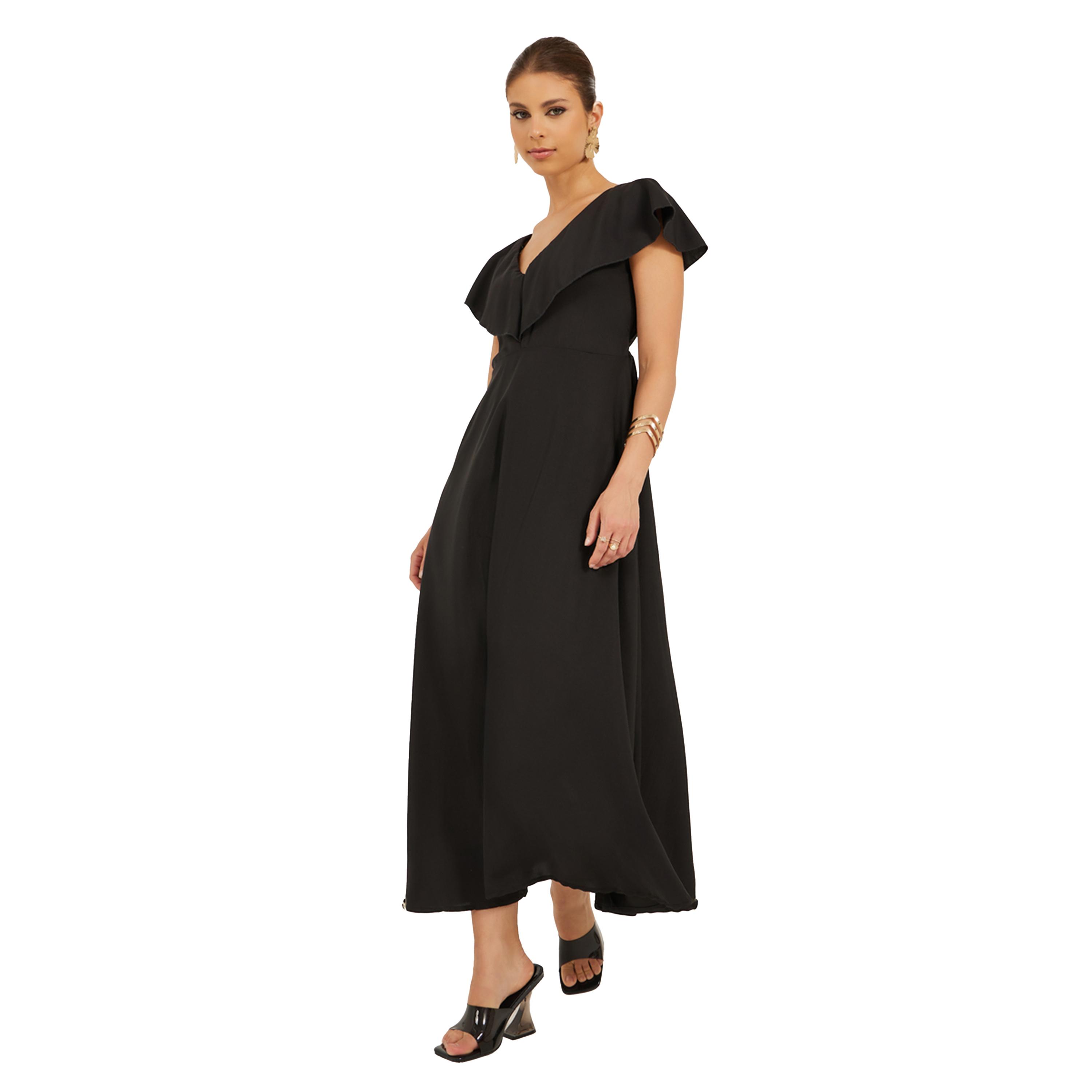 ستايلي -  فستان ماكسي سادة برقبة V-women-clothing-dresses-image-1