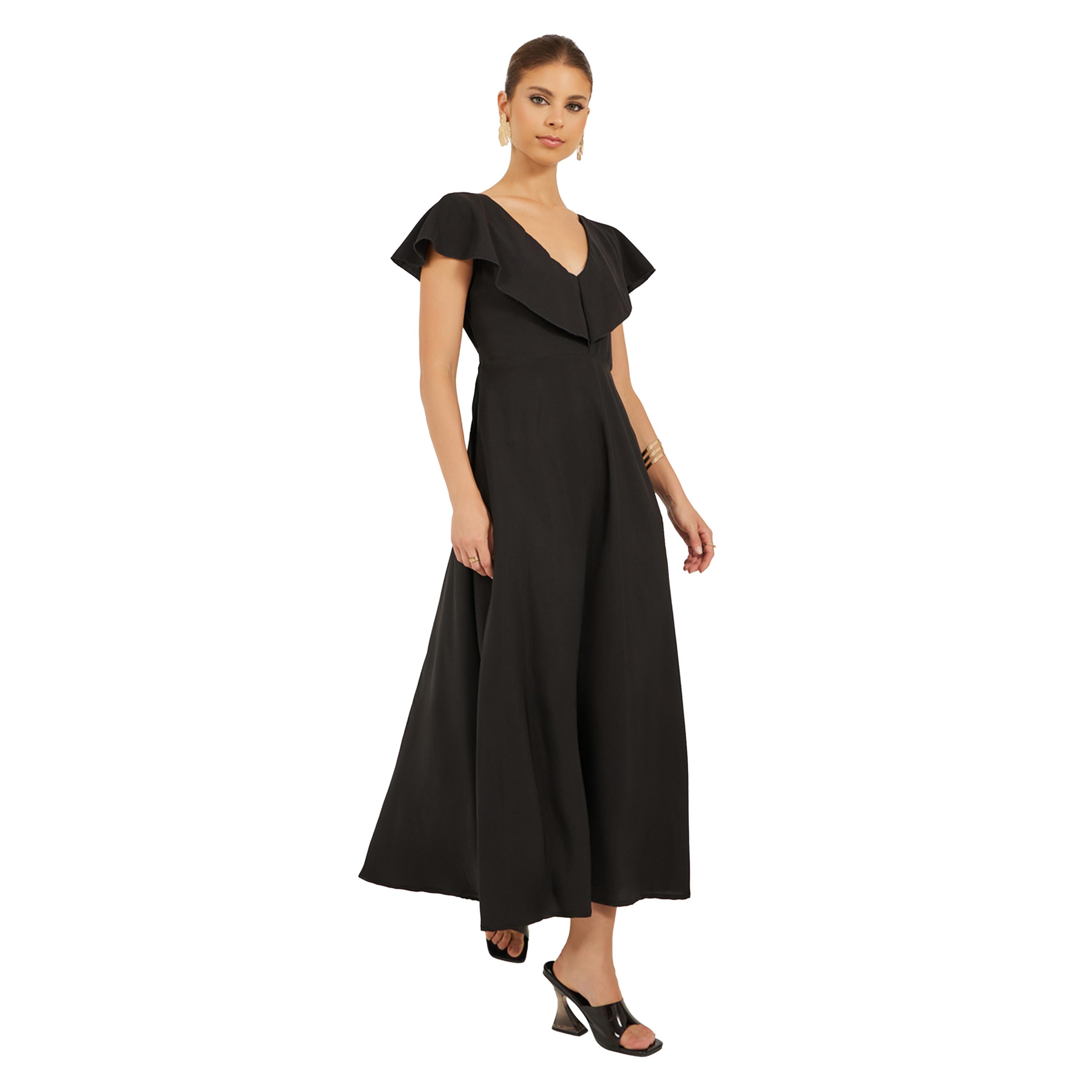 ستايلي -  فستان ماكسي سادة برقبة V-women-clothing-dresses-image-2