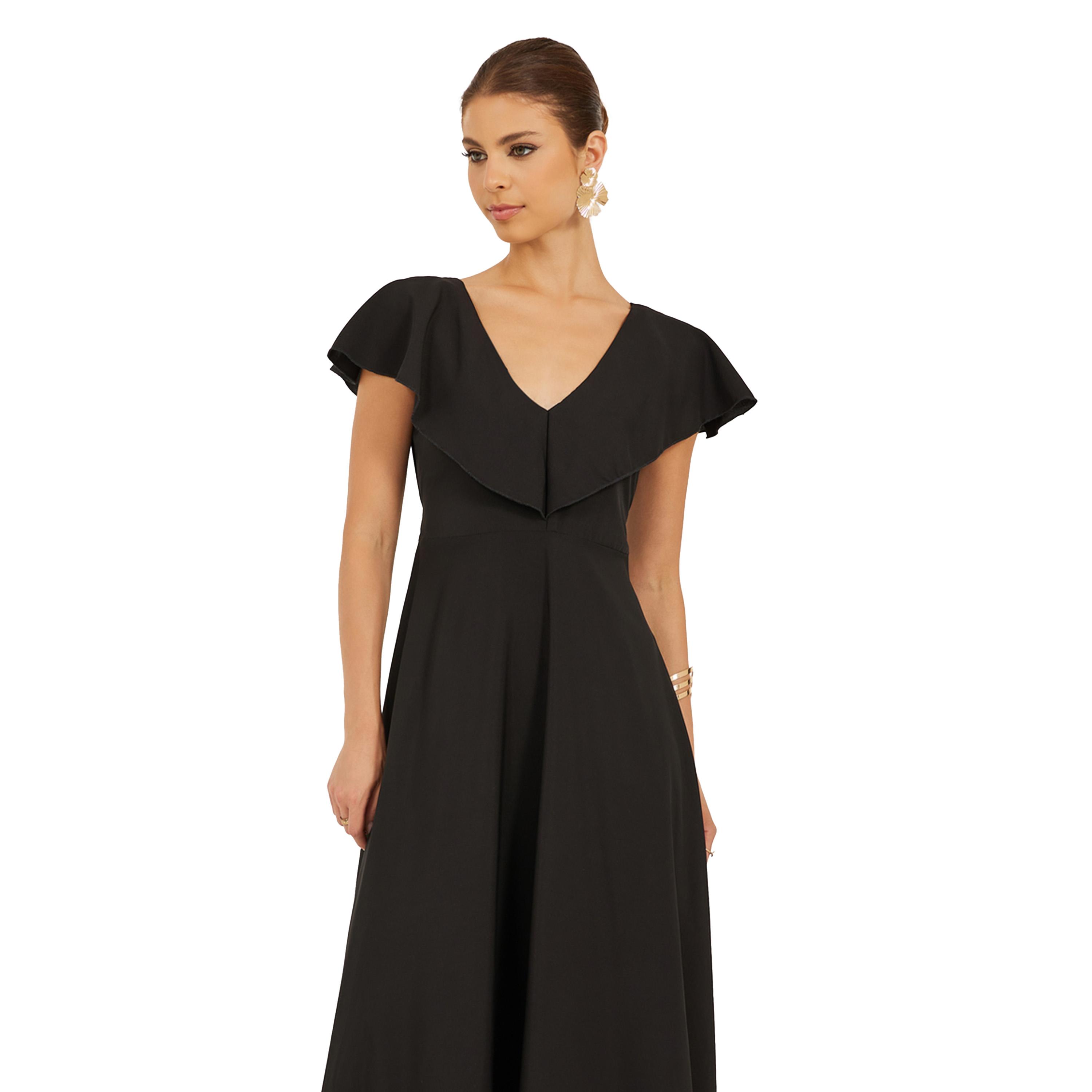 ستايلي -  فستان ماكسي سادة برقبة V-women-clothing-dresses-image-4