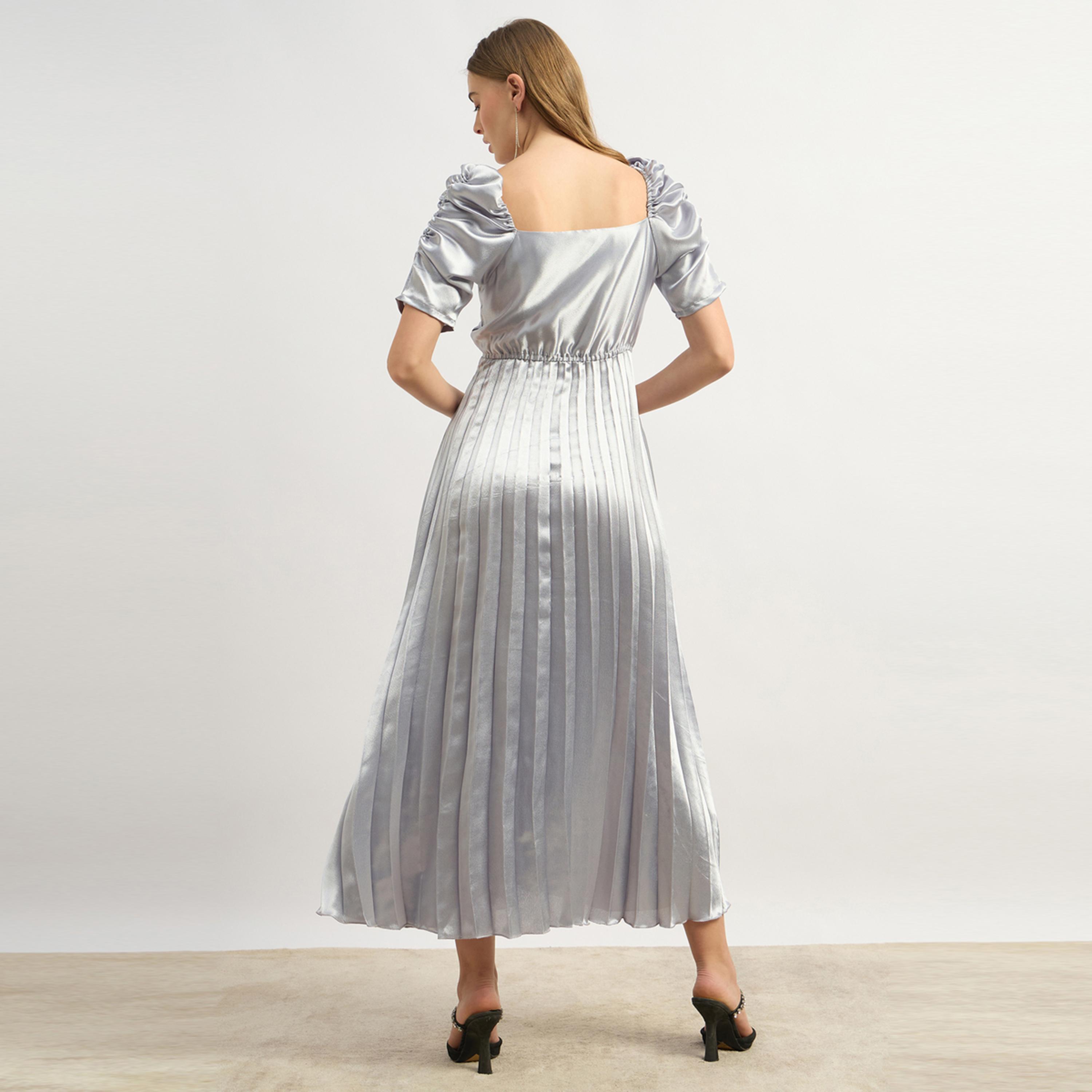 ستايلي - يو آند اف - فستان ماكسي أزرق بقصّة سادة وواسعة-women-clothing-dresses-image-5