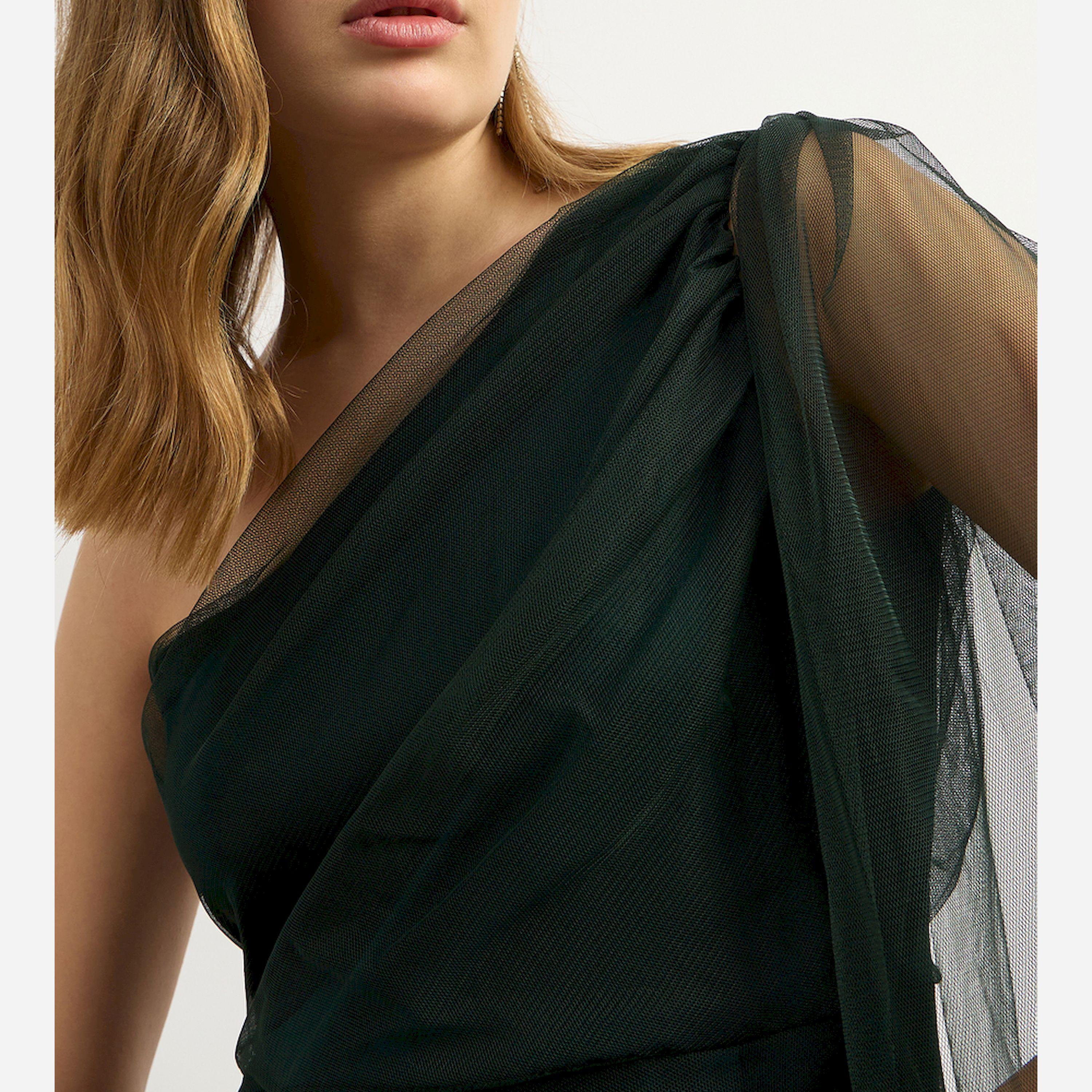 Styli U And F Women Gorgeous Green Solid One-Shoulder Dress-women-clothing-dresses-image-4