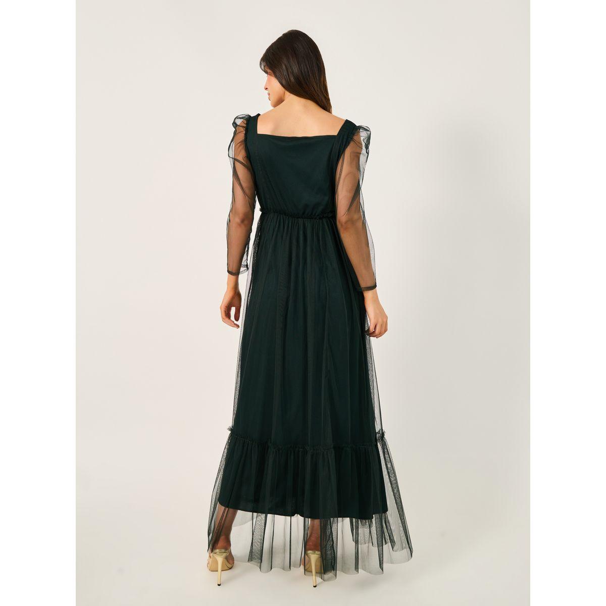 Styli Mesh Insert Square Neck A-Line Maxi Dress-women-clothing-dresses-image-5