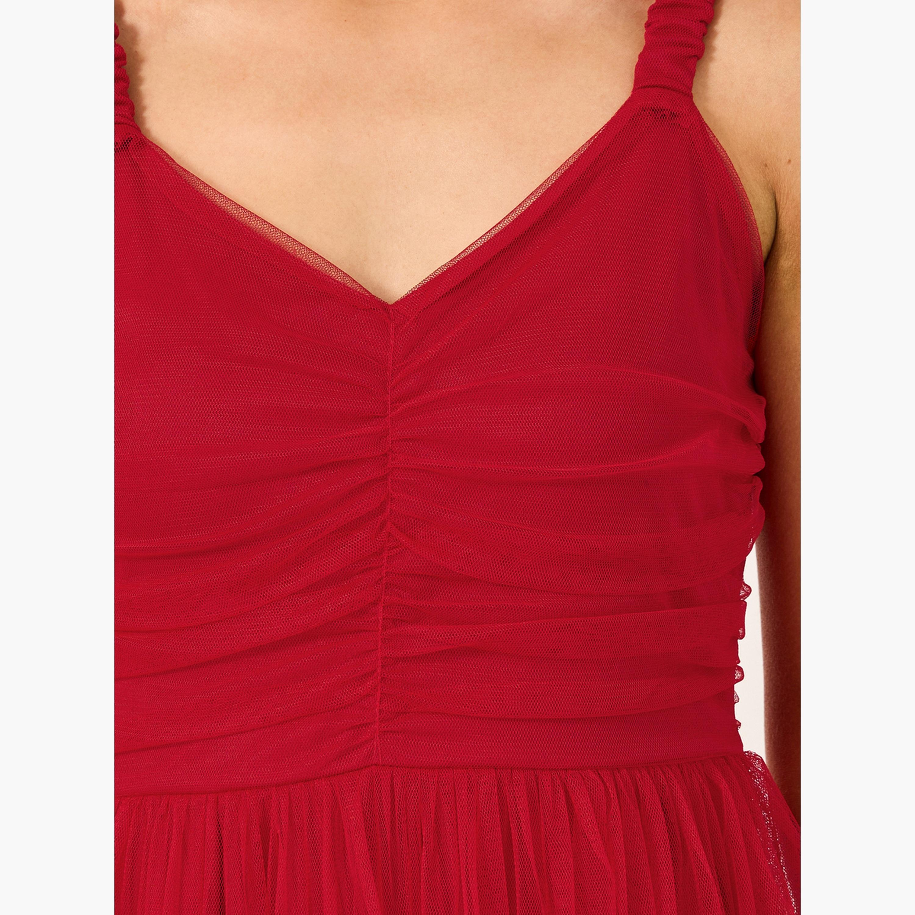 Styli Mesh Insert Strappy Maxi Dress with Gathered Detail-women-clothing-dresses-image-5