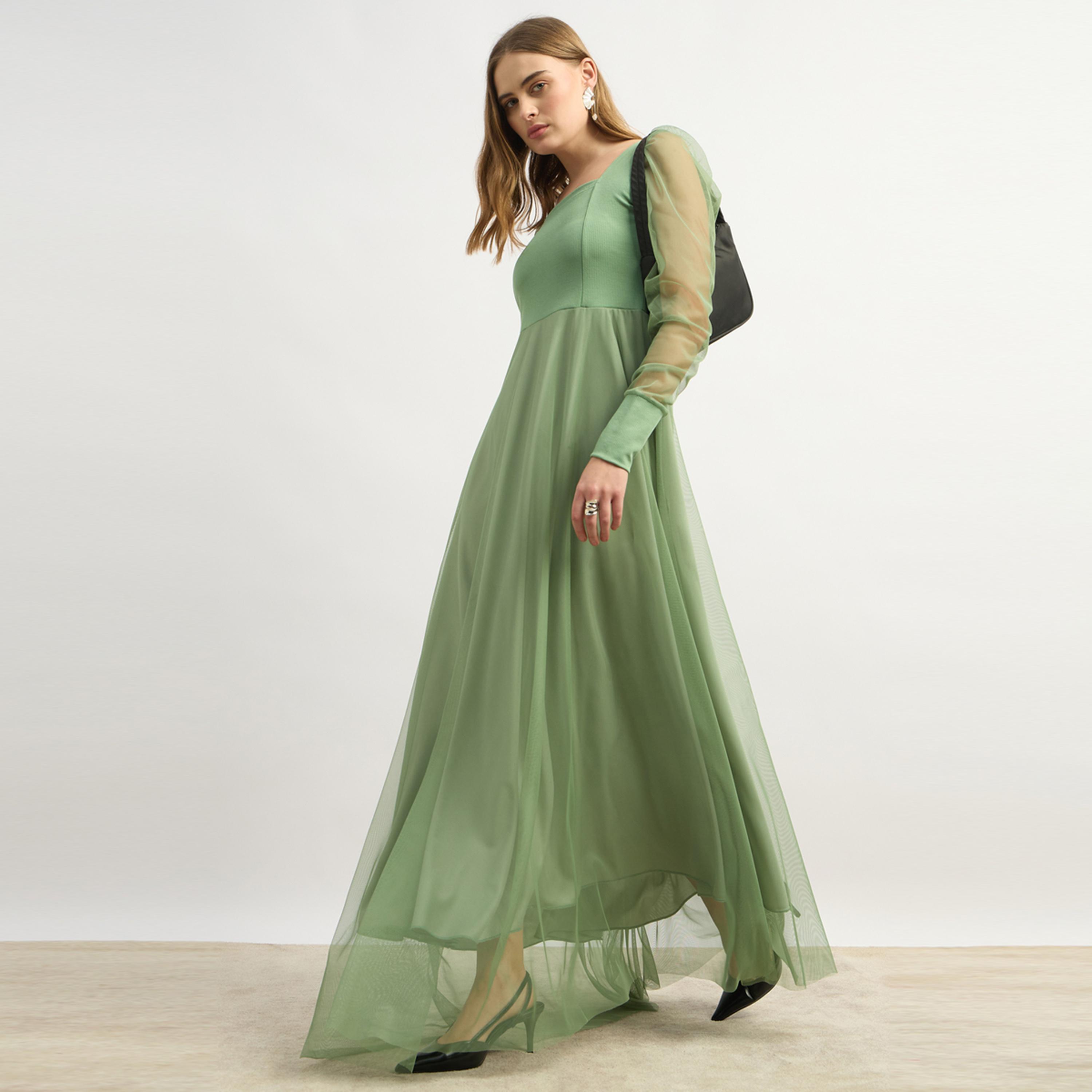 Styli U And F Green Net Maxi Dress-women-clothing-dresses-image-6