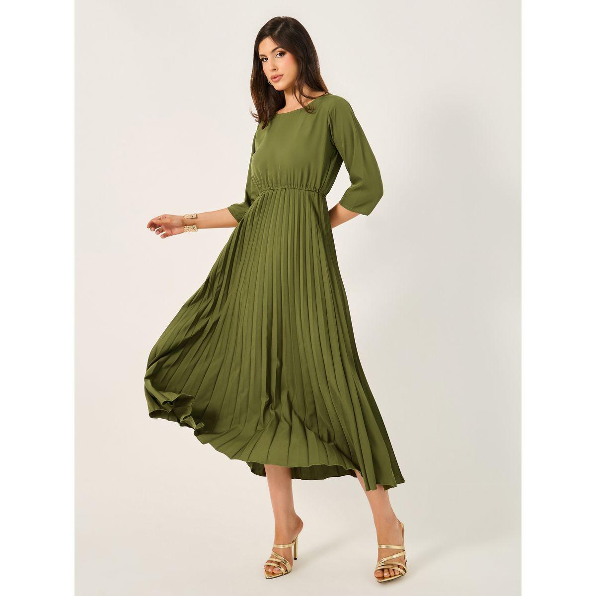 Styli Solid Accordion Pleated A-Line Midi Dress-women-clothing-dresses-image-2