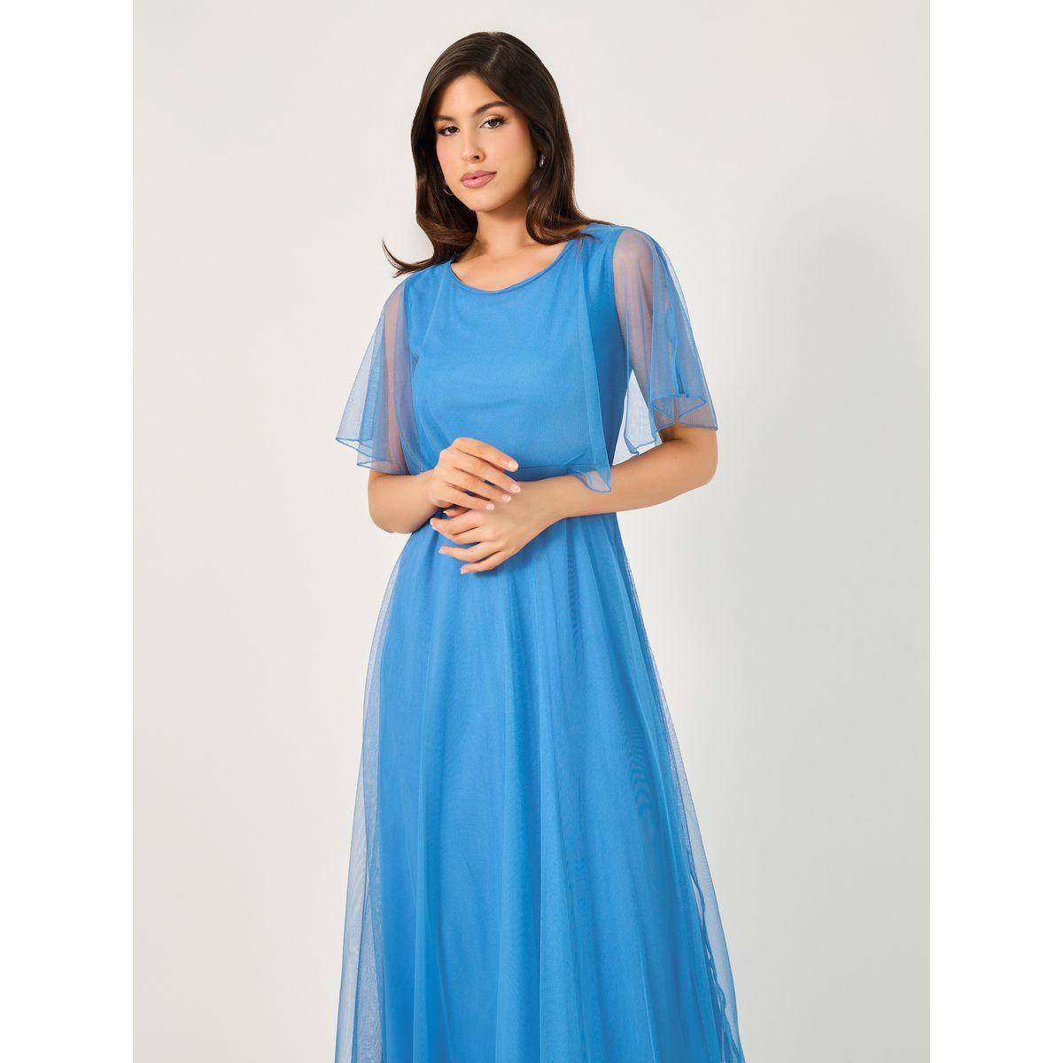Styli Mesh Cape Sleeve A-Line Maxi Dress-women-clothing-dresses-image-2