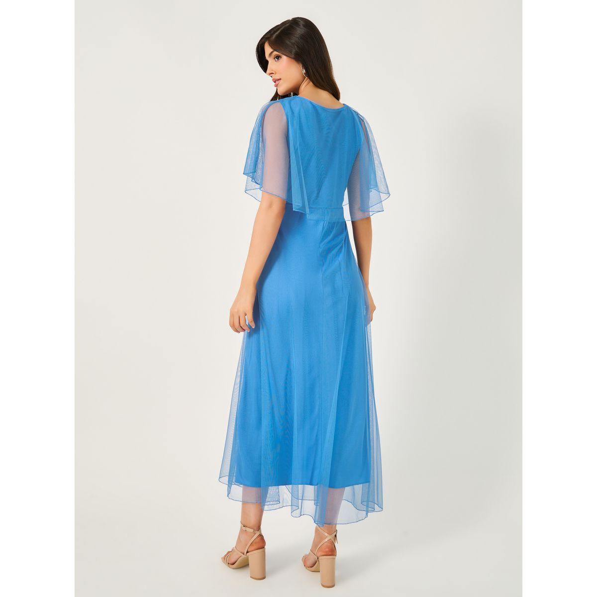 فستان طويل بأكمام كيب وتداخلات شبكية-women-clothing-dresses-image-5