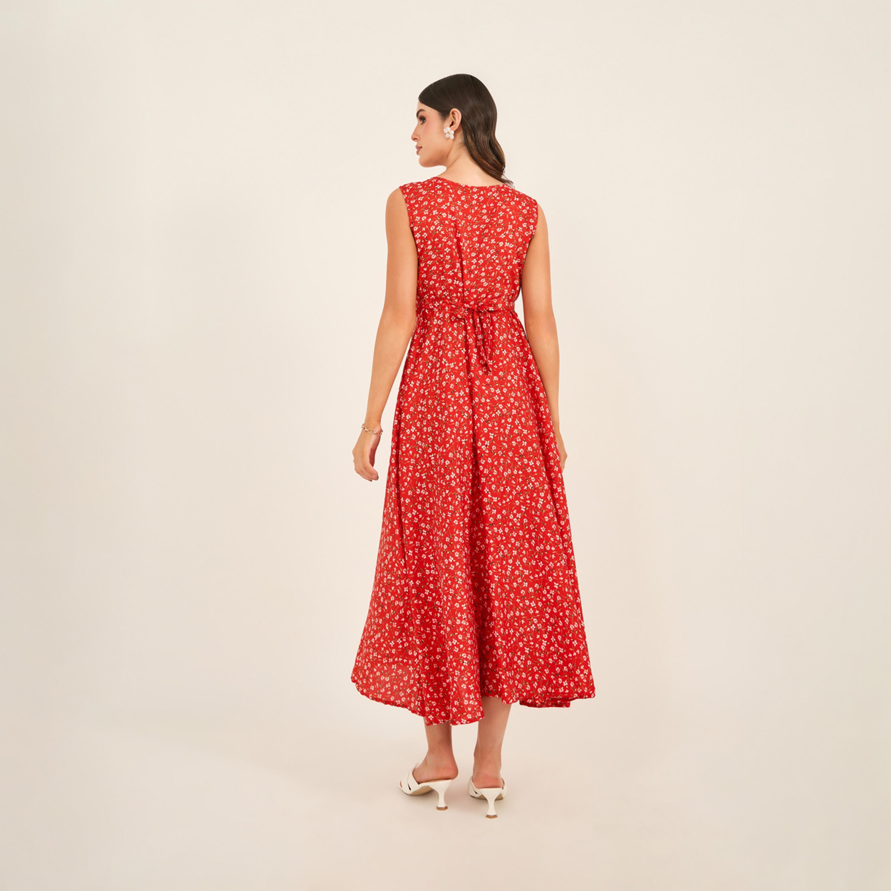 ستايلي - فستان ماكسي بدون أكمام بطبعة زهور-women-clothing-dresses-image-5