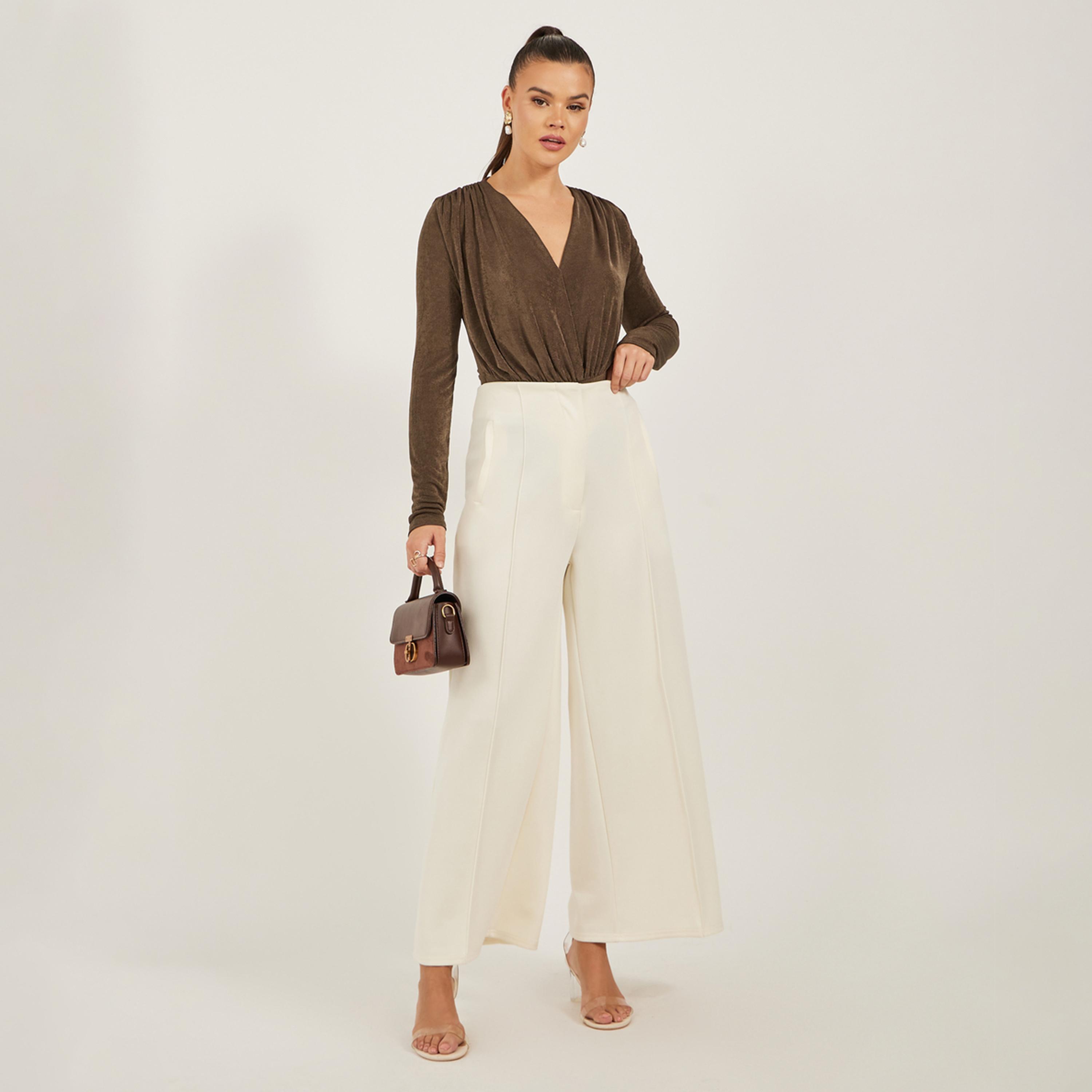ستايلي - بدلة جسم سادة بأكمام طويلة وتفاصيل مجمعة-women-clothing-shirtsandblouses-blouses-image-2