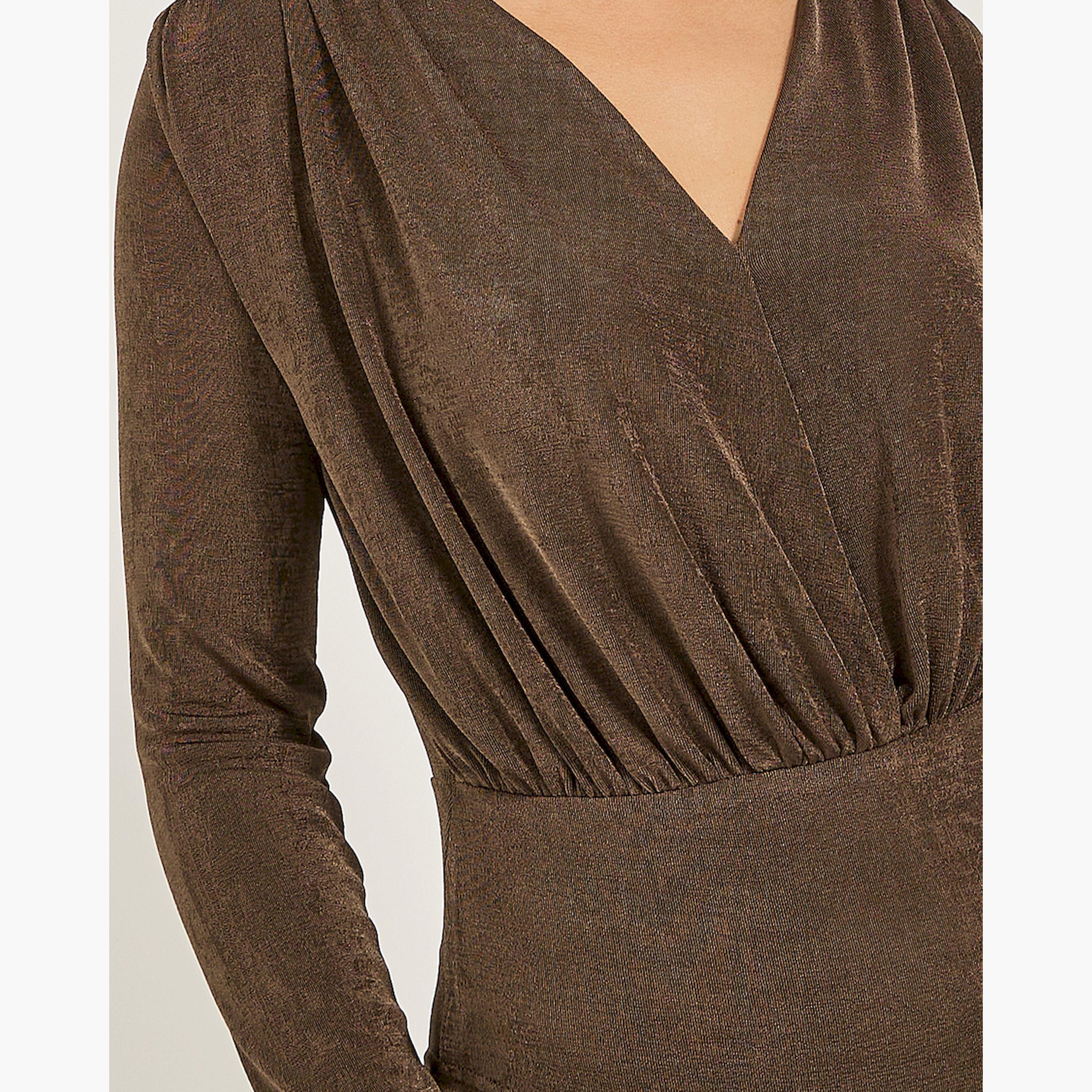 Styli Solid Gathered Detail Long Sleeve Bodysuit-women-clothing-shirtsandblouses-blouses-image-4