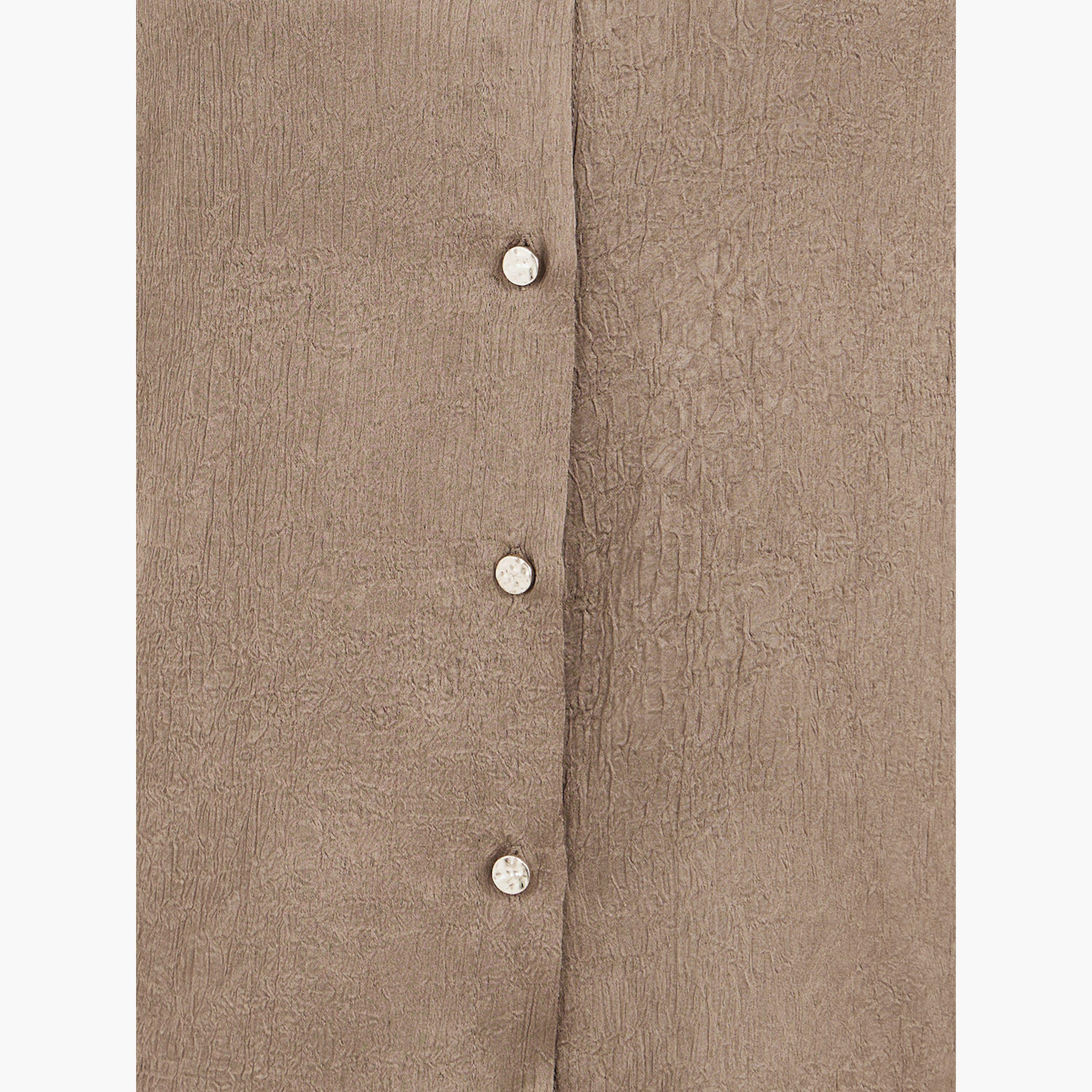 Styli Brown Textured Long Sleeve Oversized Shirt-women-clothing-shirtsandblouses-shirts-image-4