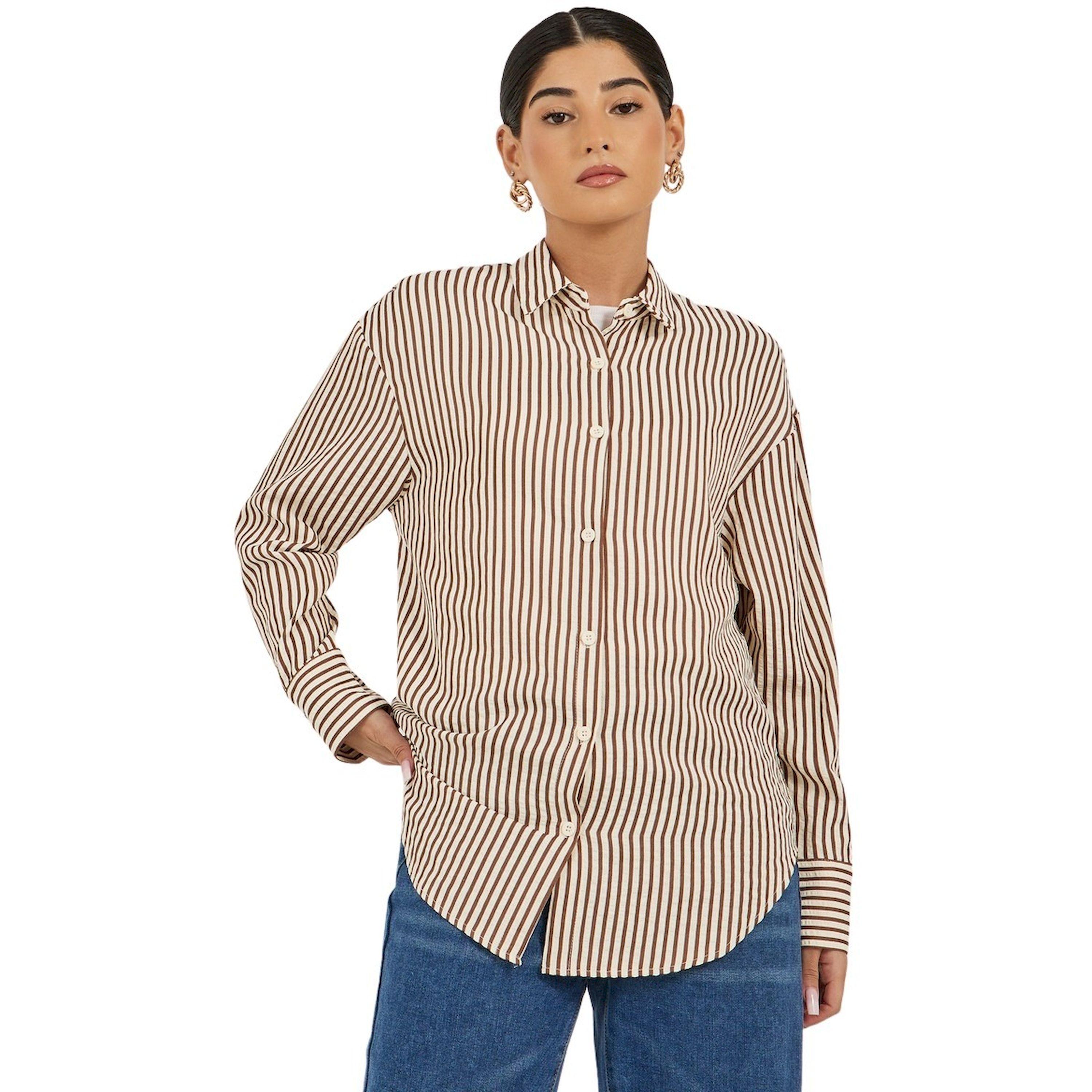 Styli Textured Striped Spread Collar Oversized Shirt-women-clothing-shirtsandblouses-shirts-image-3