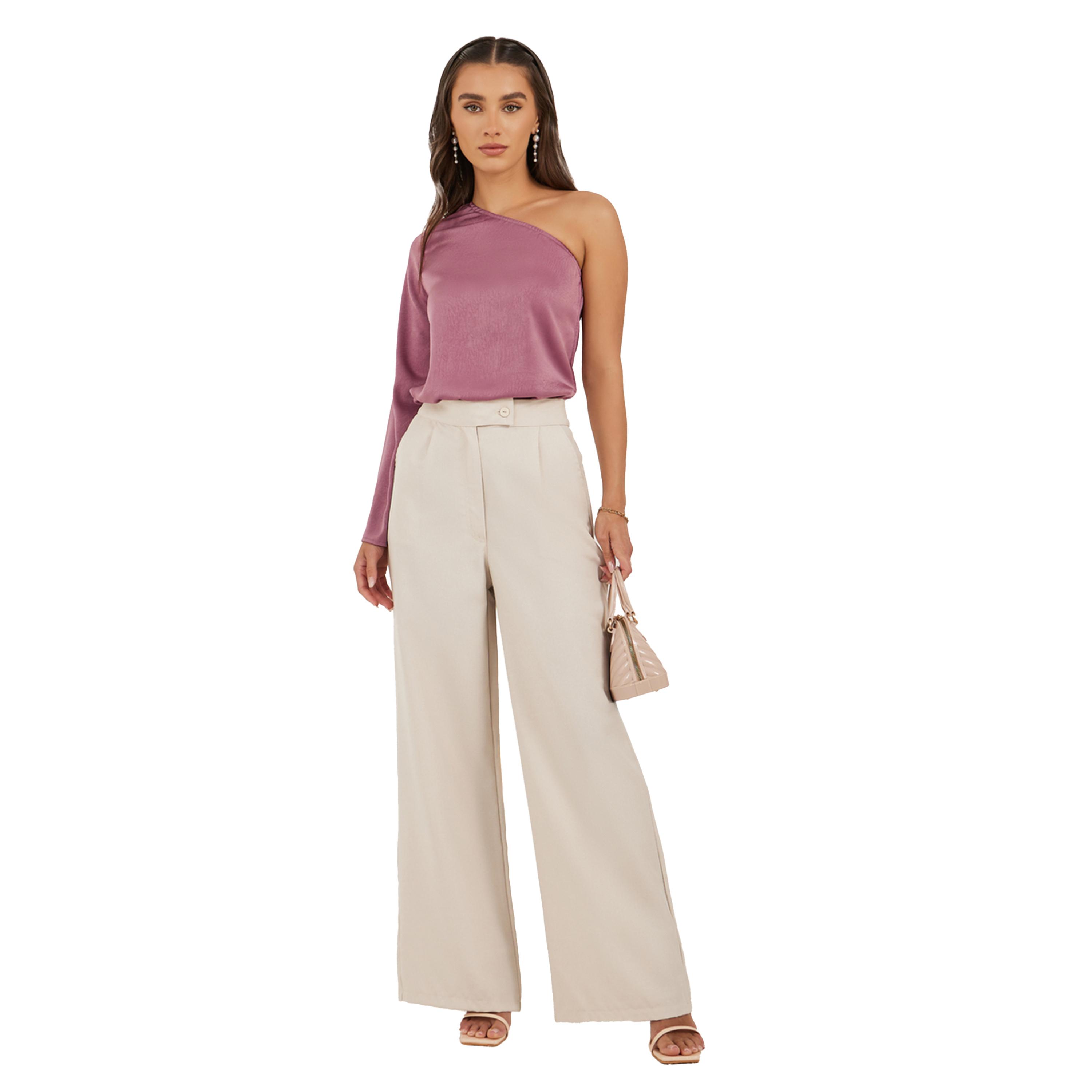 ستايلي -  بلوزة المزخرفة بكتف واحد ورقبة غير متماثلة-women-clothing-shirtsandblouses-blouses-image-3