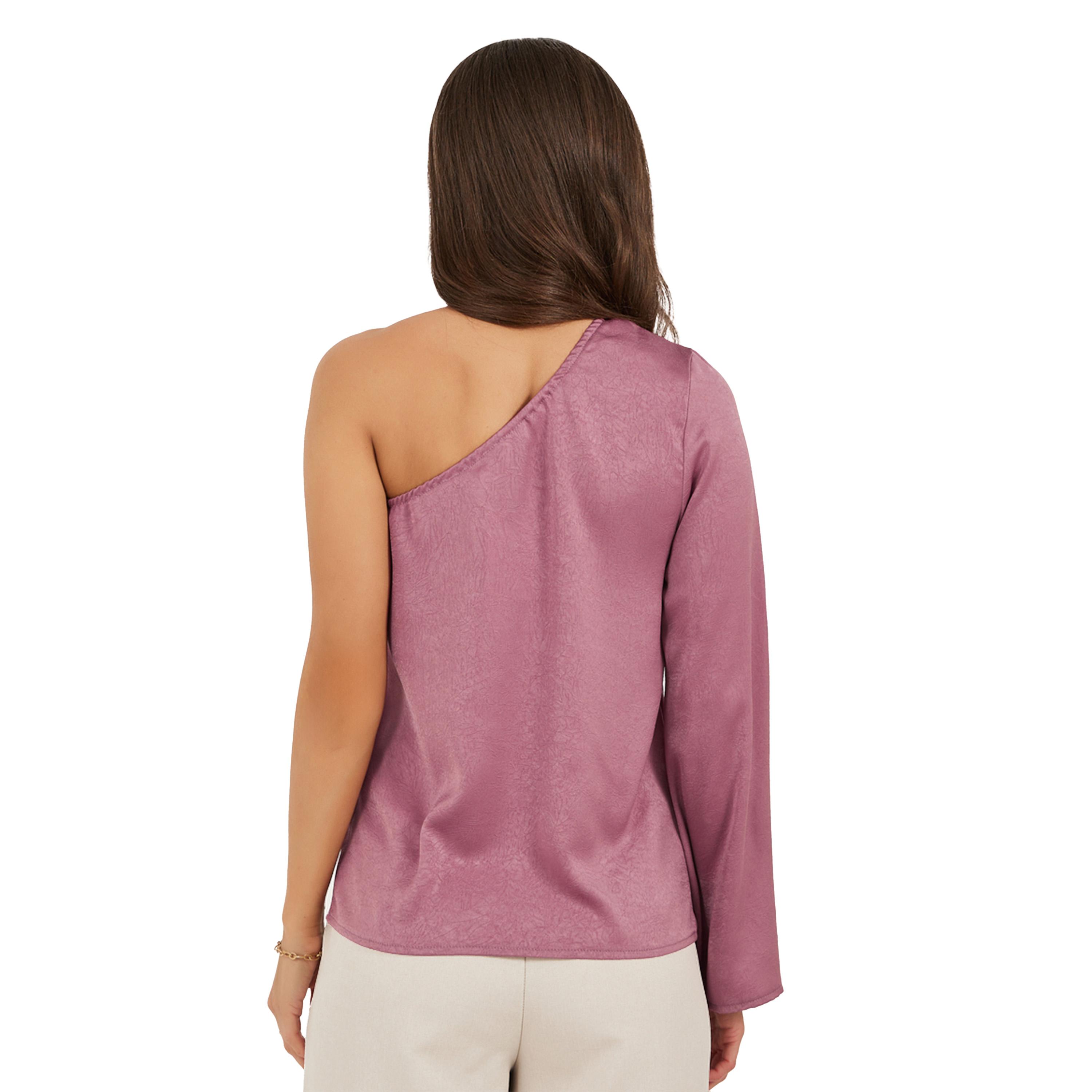 Styli Textured One Shoulder Asymmetric Neck Top-women-clothing-shirtsandblouses-blouses-image-5