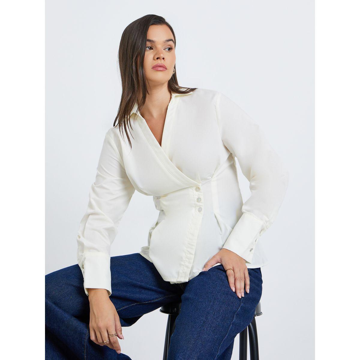 بلوزة بنمط لف وكسرات-women-clothing-shirtsandblouses-shirts-image-1