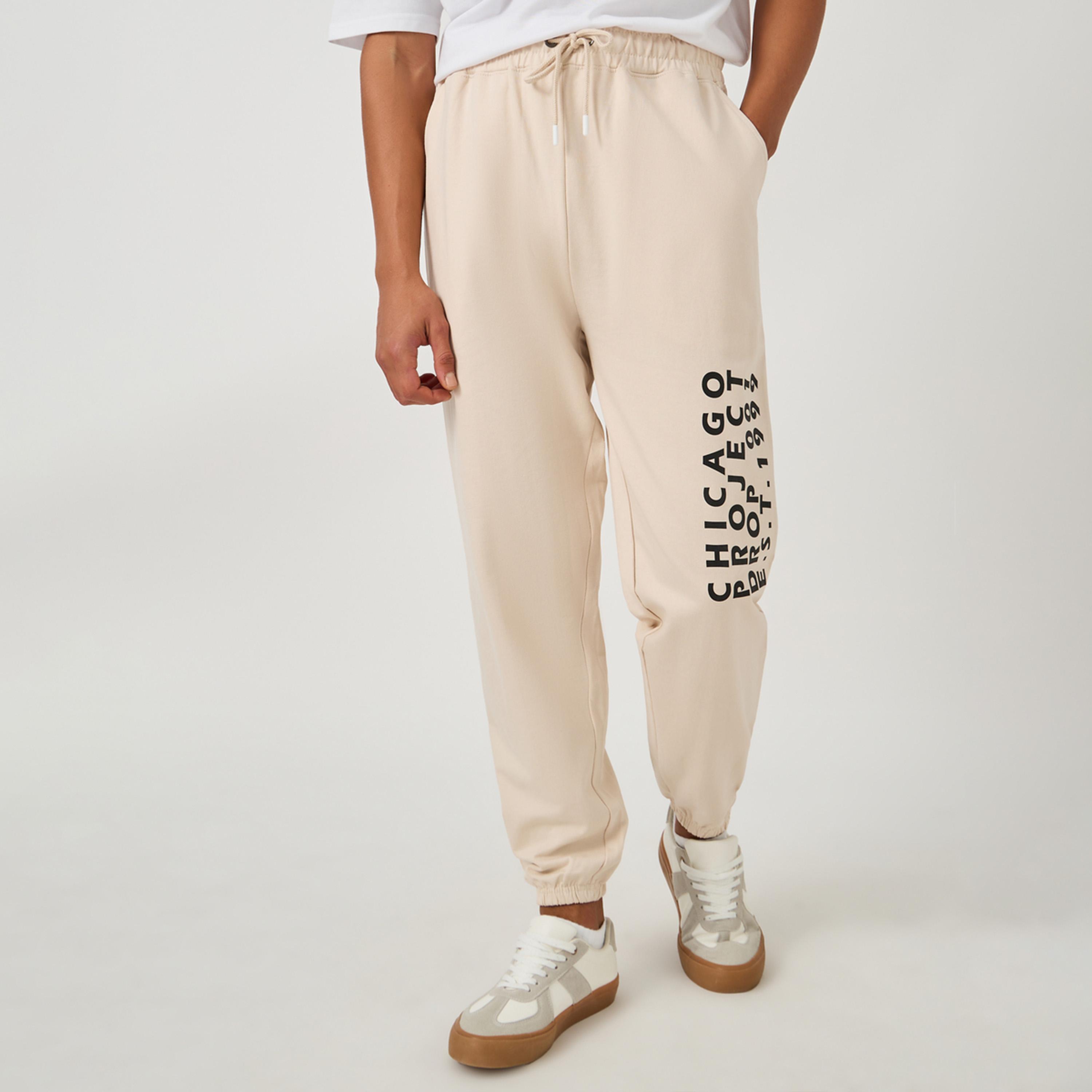Styli Typography Print Cotton Terry Oversized Fit Joggers-men-clothing-bottoms-joggers-image-1