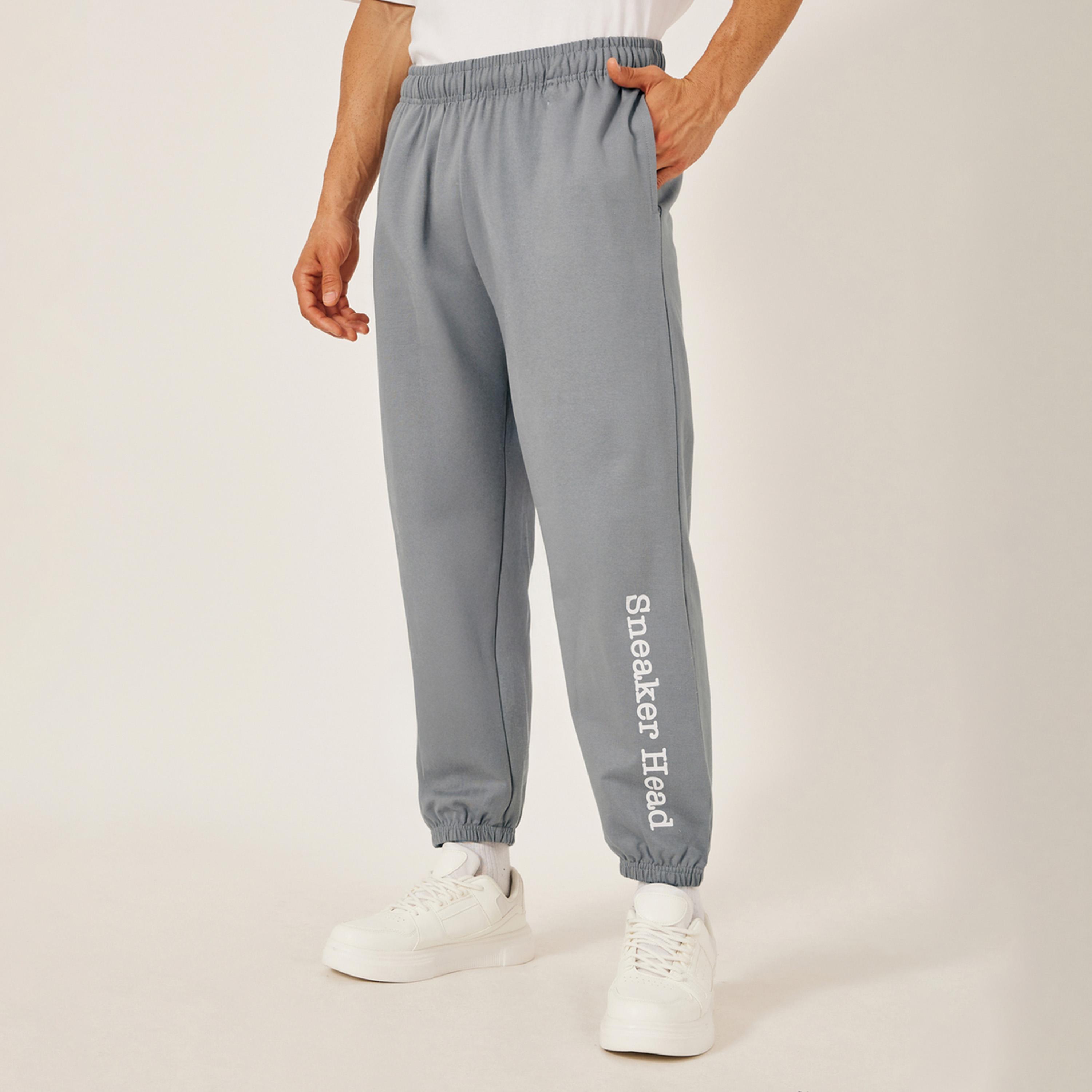 Styli Slogan Print Relaxed Fit Cotton Terry Joggers-men-clothing-bottoms-joggers-image-1