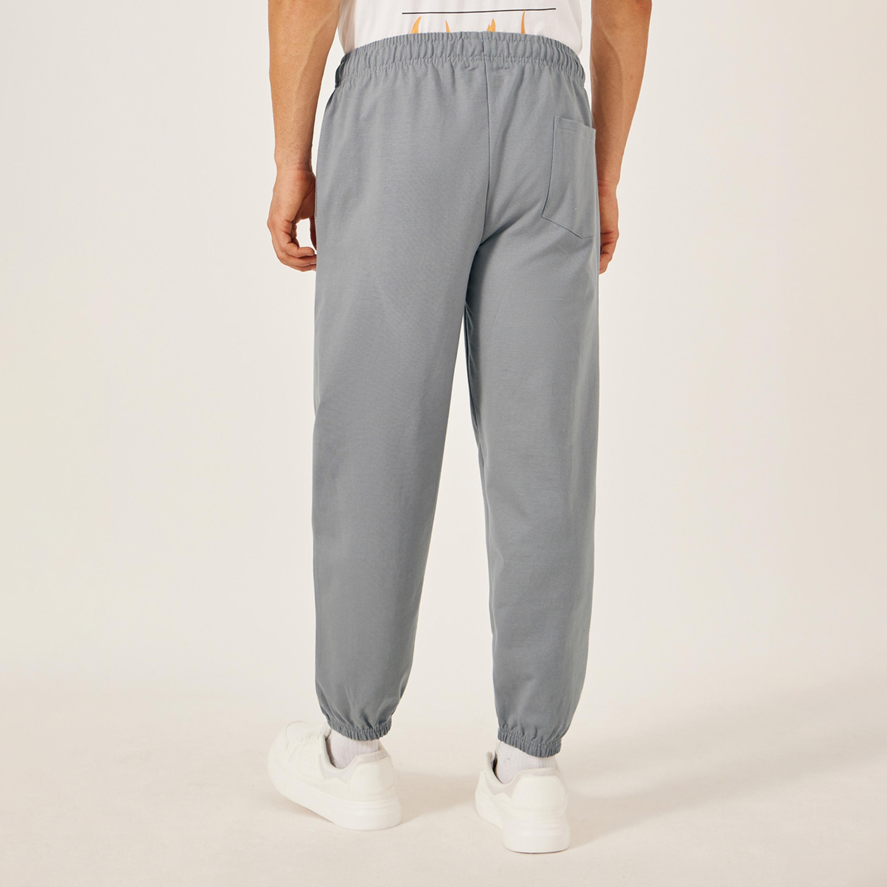 ستايلي - بنطال رياضي مريح من القطن بطباعة شعار-men-clothing-bottoms-joggers-image-4