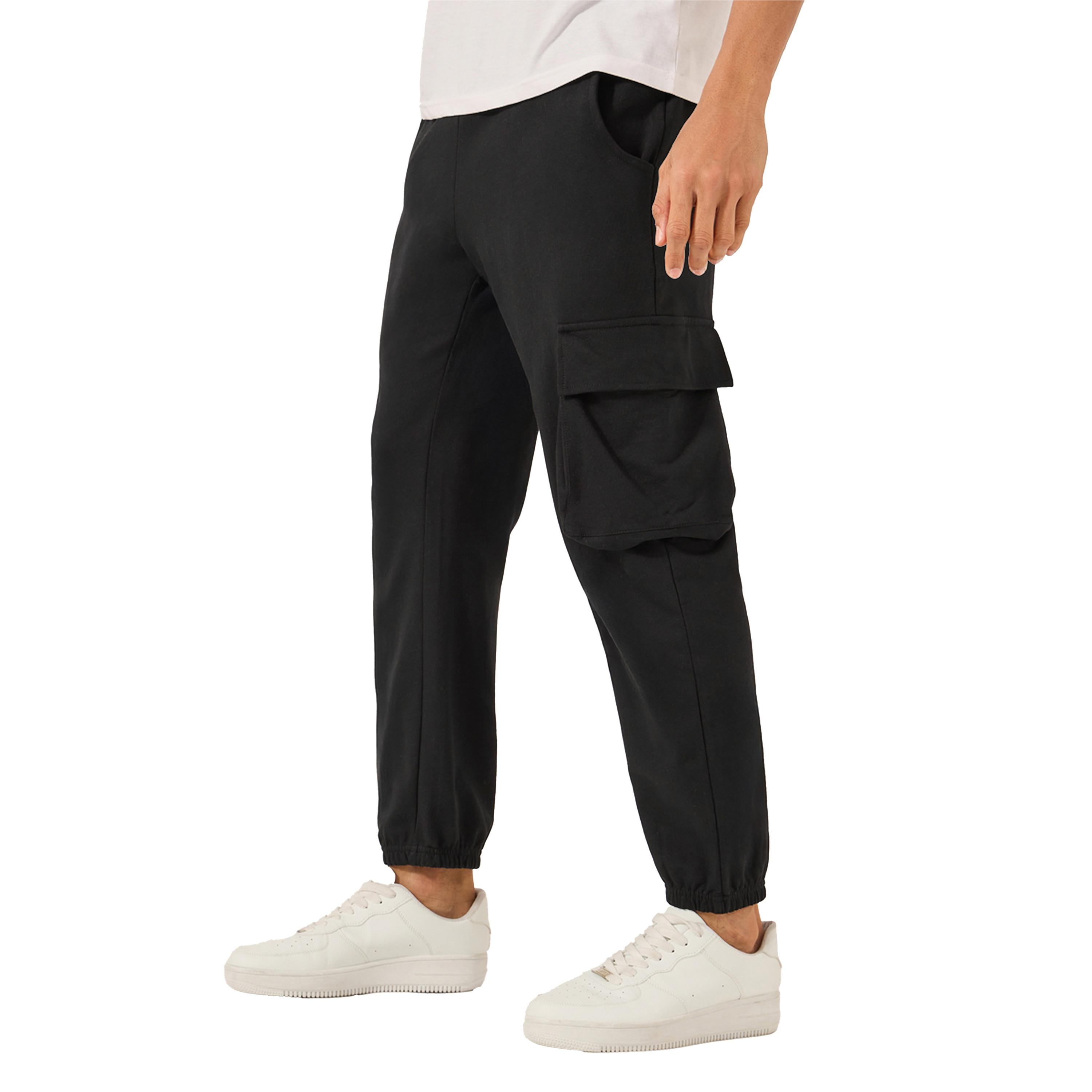 ستايلي - بنطال كارغو رياضي مريح من القطن تيري مع جيوب-men-clothing-bottoms-joggers-image-1