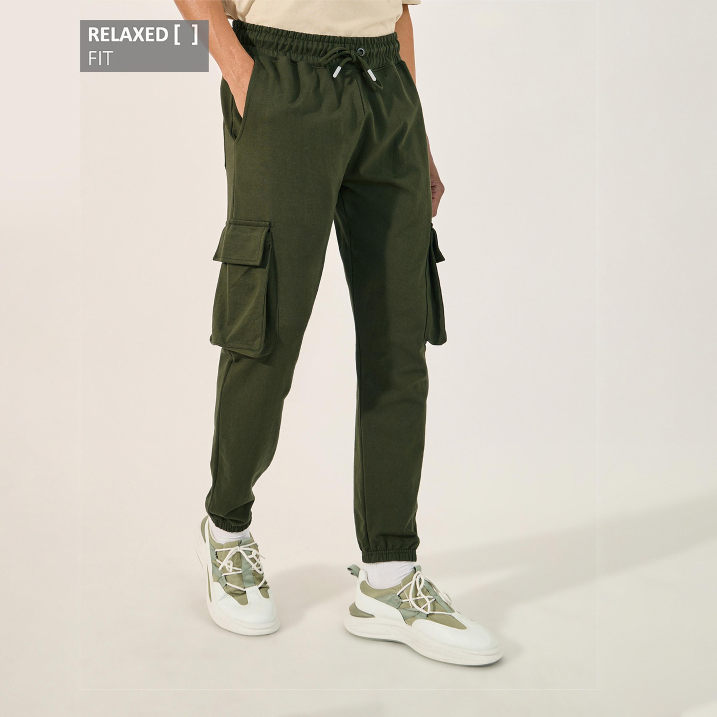 Styli Relaxed Fit Cotton Terry Joggers with Cargo Pockets-men-clothing-bottoms-joggers-image-1