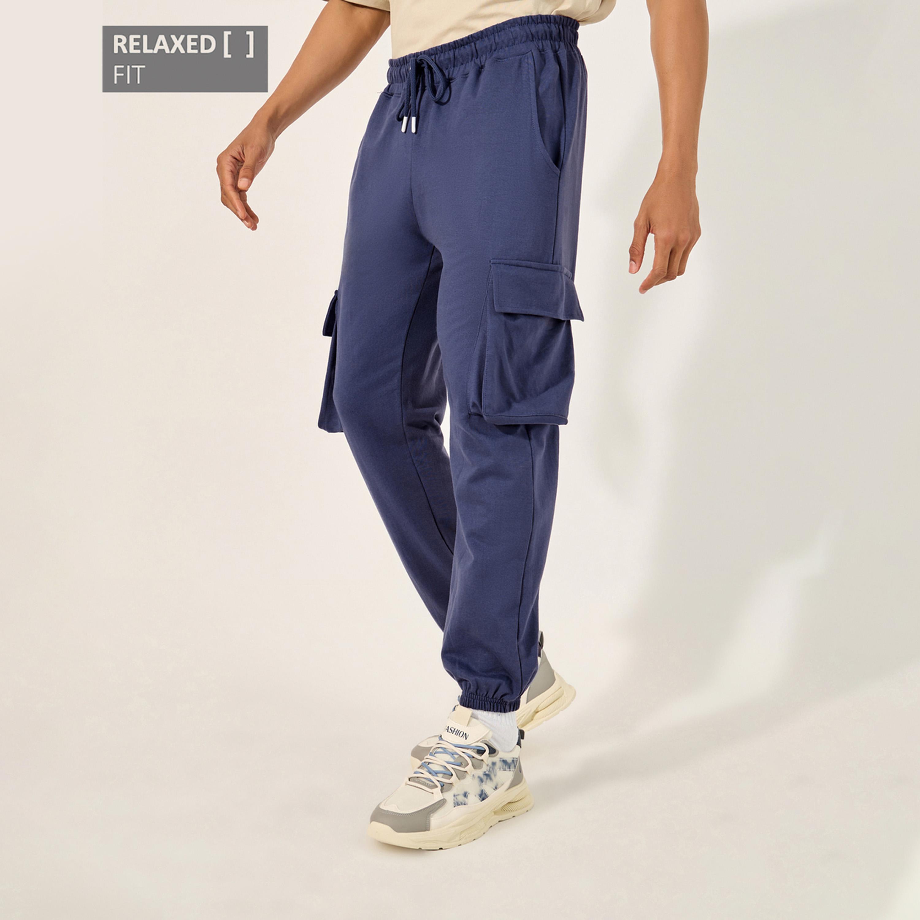 Styli Relaxed Fit Cotton Terry Joggers with Cargo Pockets-men-clothing-bottoms-joggers-image-1