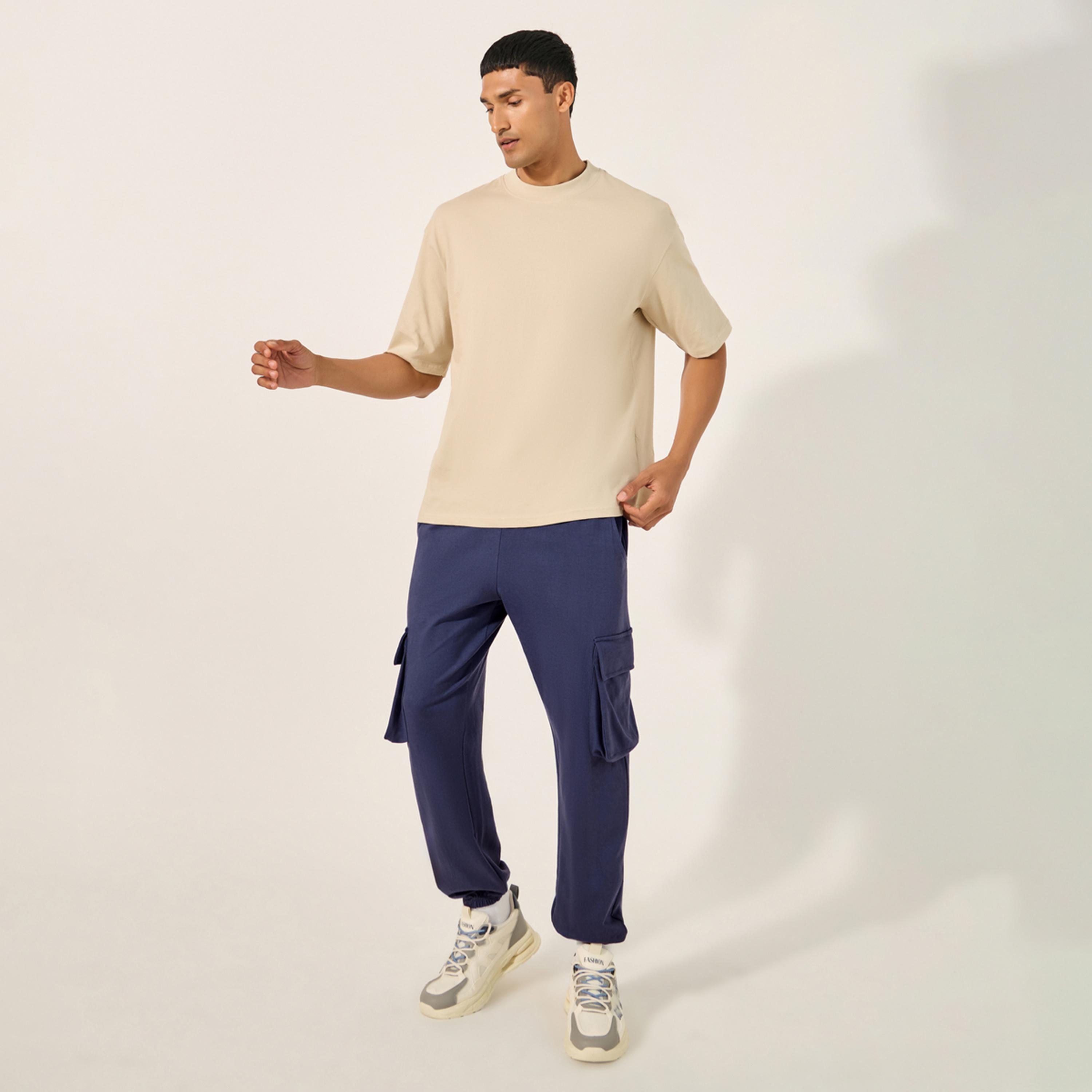 Styli Relaxed Fit Cotton Terry Joggers with Cargo Pockets-men-clothing-bottoms-joggers-image-2