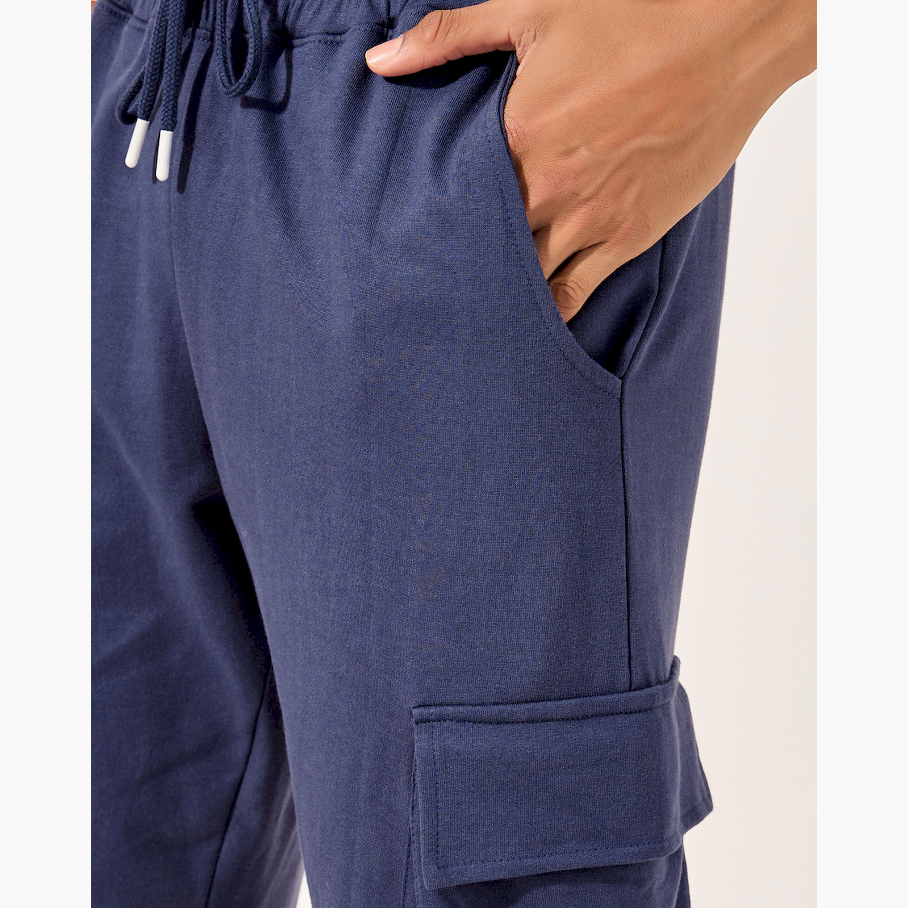 Styli Relaxed Fit Cotton Terry Joggers with Cargo Pockets-men-clothing-bottoms-joggers-image-3
