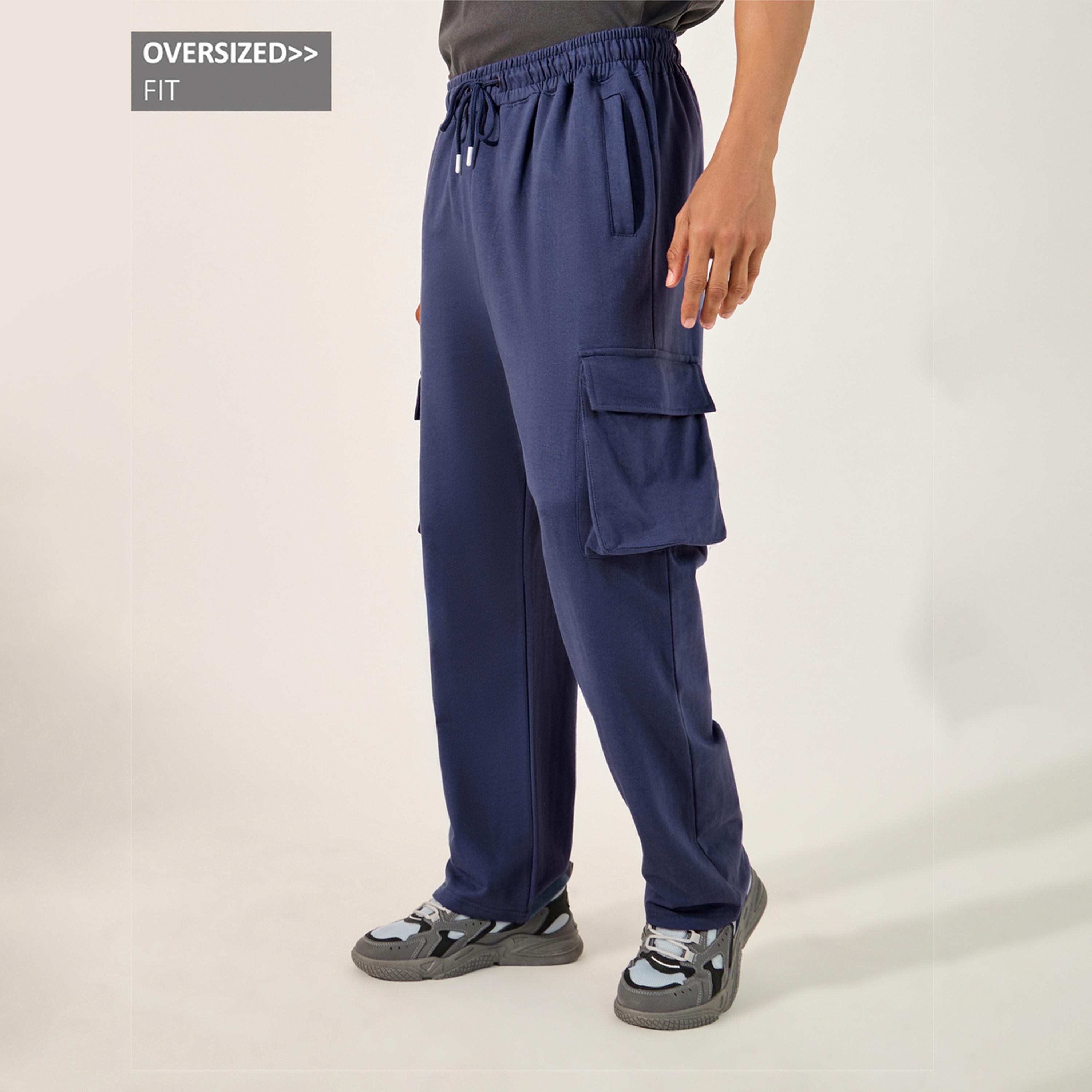 Styli Oversized Straight Leg Joggers with Cargo Pockets-men-clothing-bottoms-joggers-image-1