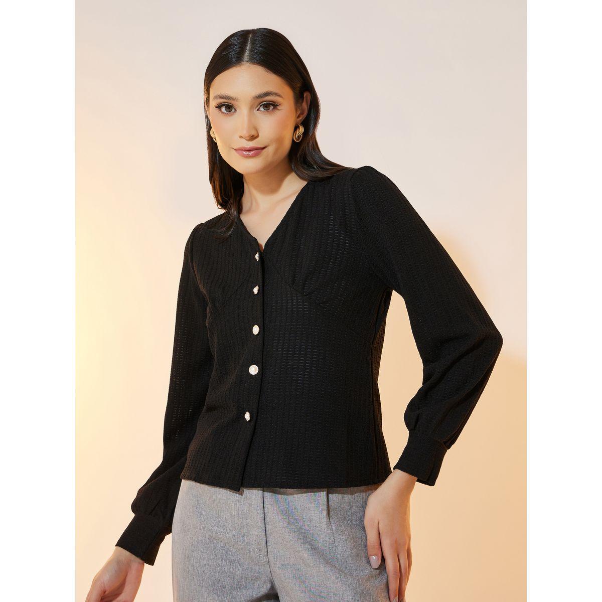 Take Two Texture V-Neck Long Sleeve Knit Top-women-clothing-shirtsandblouses-blouses-image-1