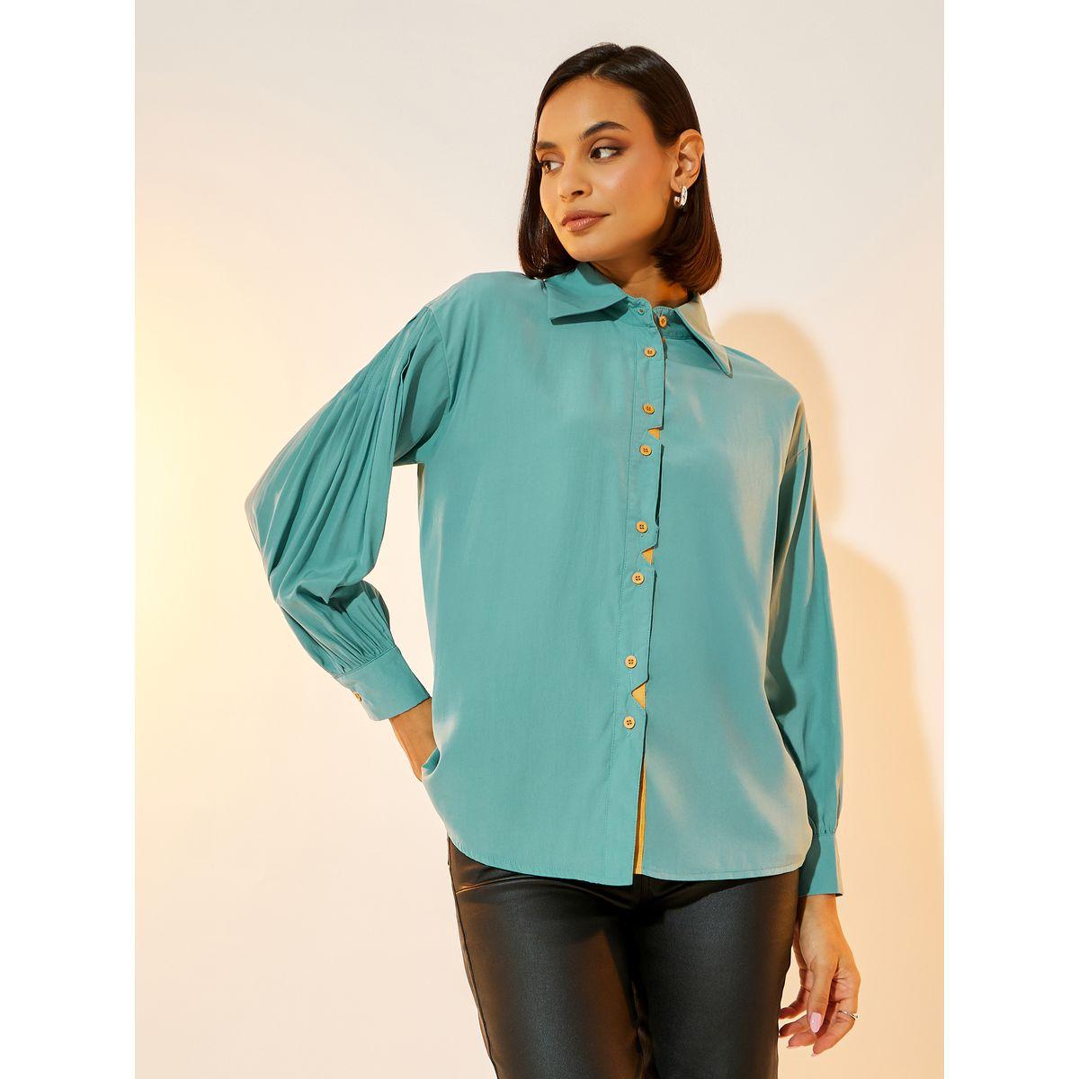 Take Two Solid Front Button Detail Long Sleeve Shirt-women-clothing-shirtsandblouses-shirts-image-1