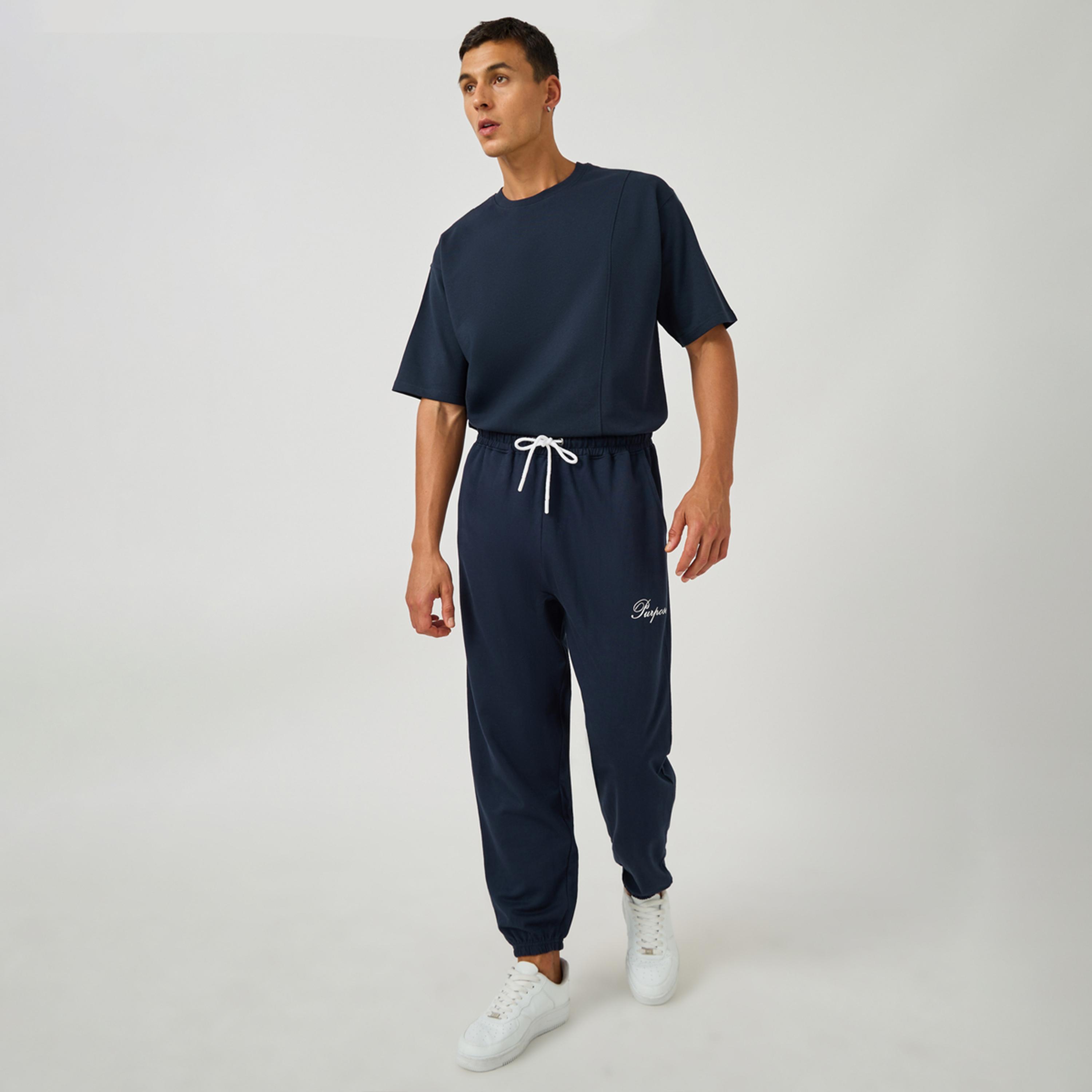 Styli Minimal Slogan Print Oversized Joggers with Drawstring-men-clothing-bottoms-joggers-image-2