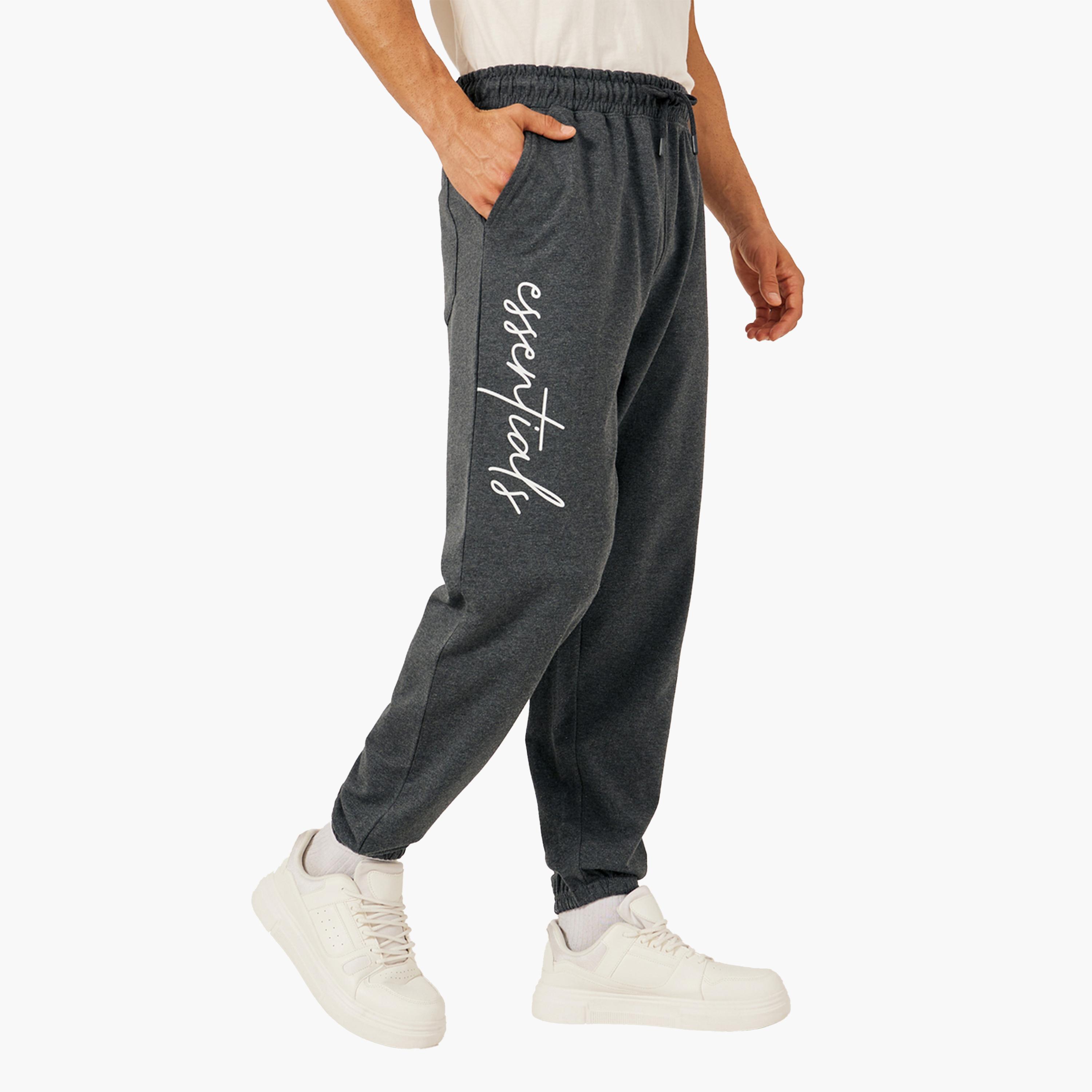 Styli Slogan Print Oversized Fit Cotton Terry Joggers-men-clothing-bottoms-joggers-image-1