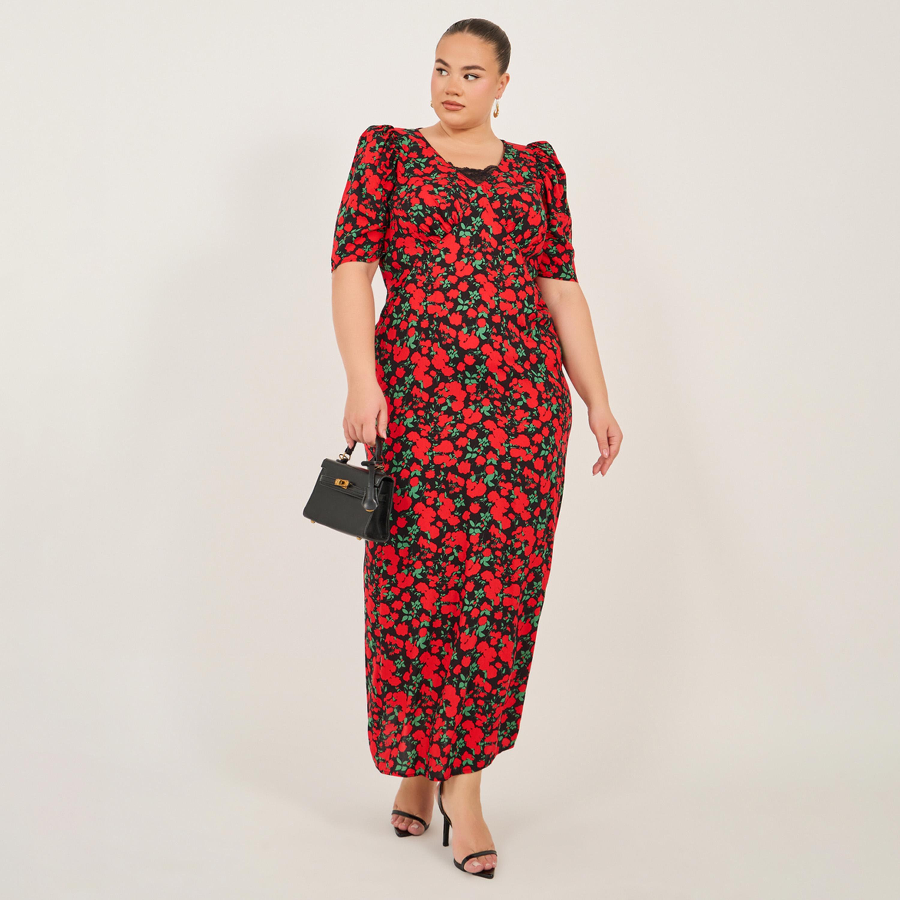Styli Plus Size Floral Print V-Neck Maxi Dress-women-clothing-dresses-image-2