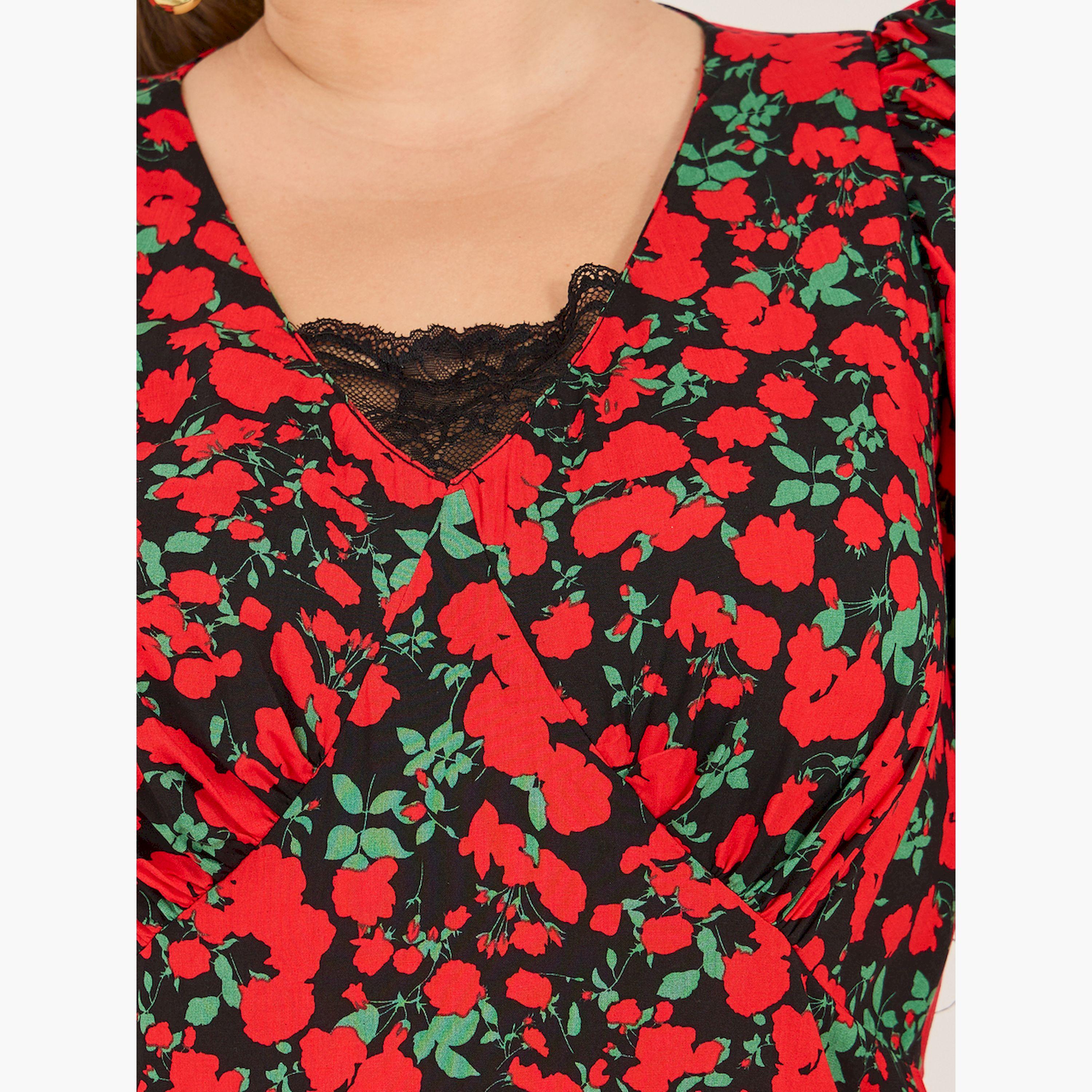 Styli Plus Size Floral Print V-Neck Maxi Dress-women-clothing-dresses-image-4
