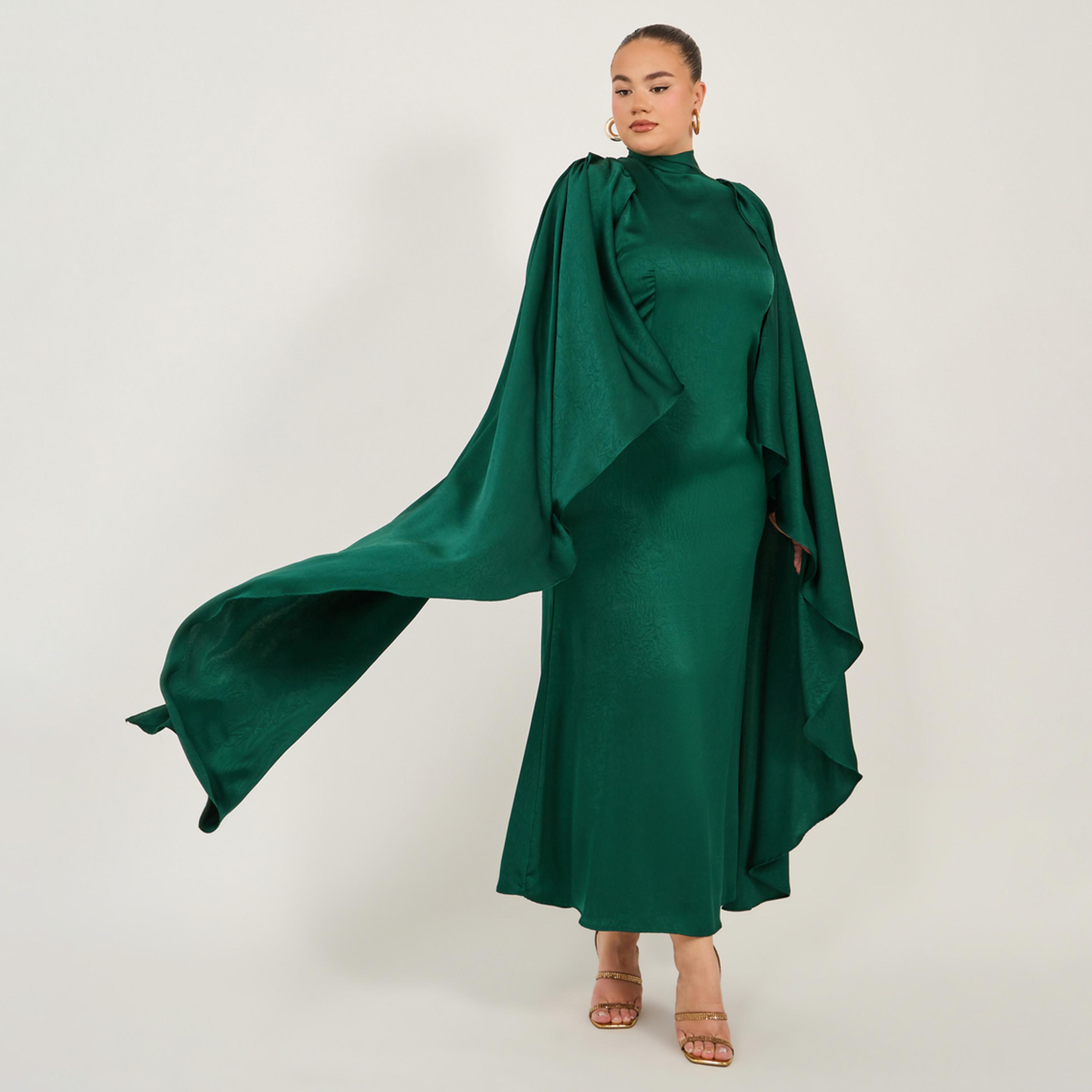 Styli Plain Long Sleeves A-Line Maxi Dress-women-clothing-dresses-image-1