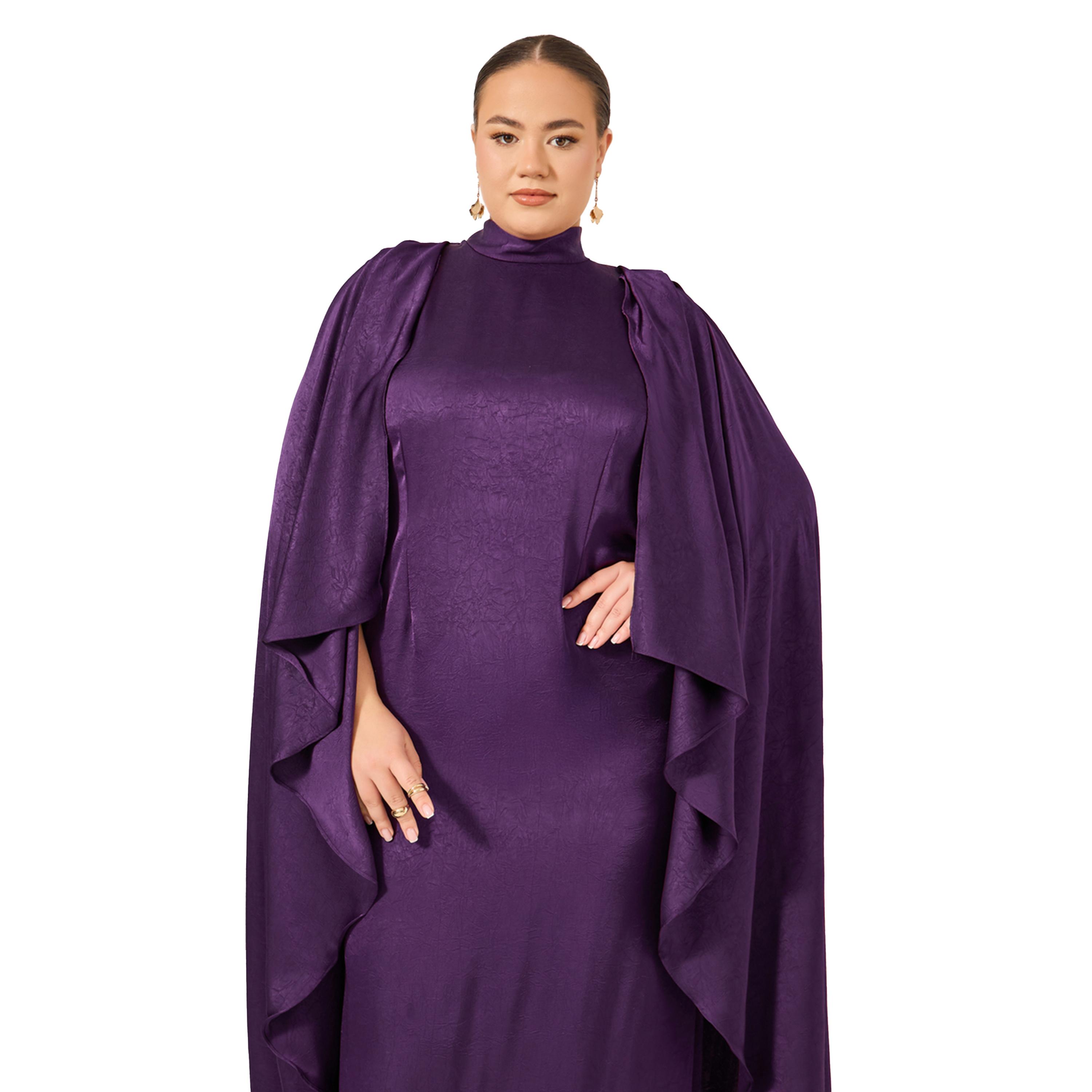 ستايلي - فستان ماكسي بأكمام طويلة على شكل حرف A مقاس كبير-women-clothing-dresses-image-3