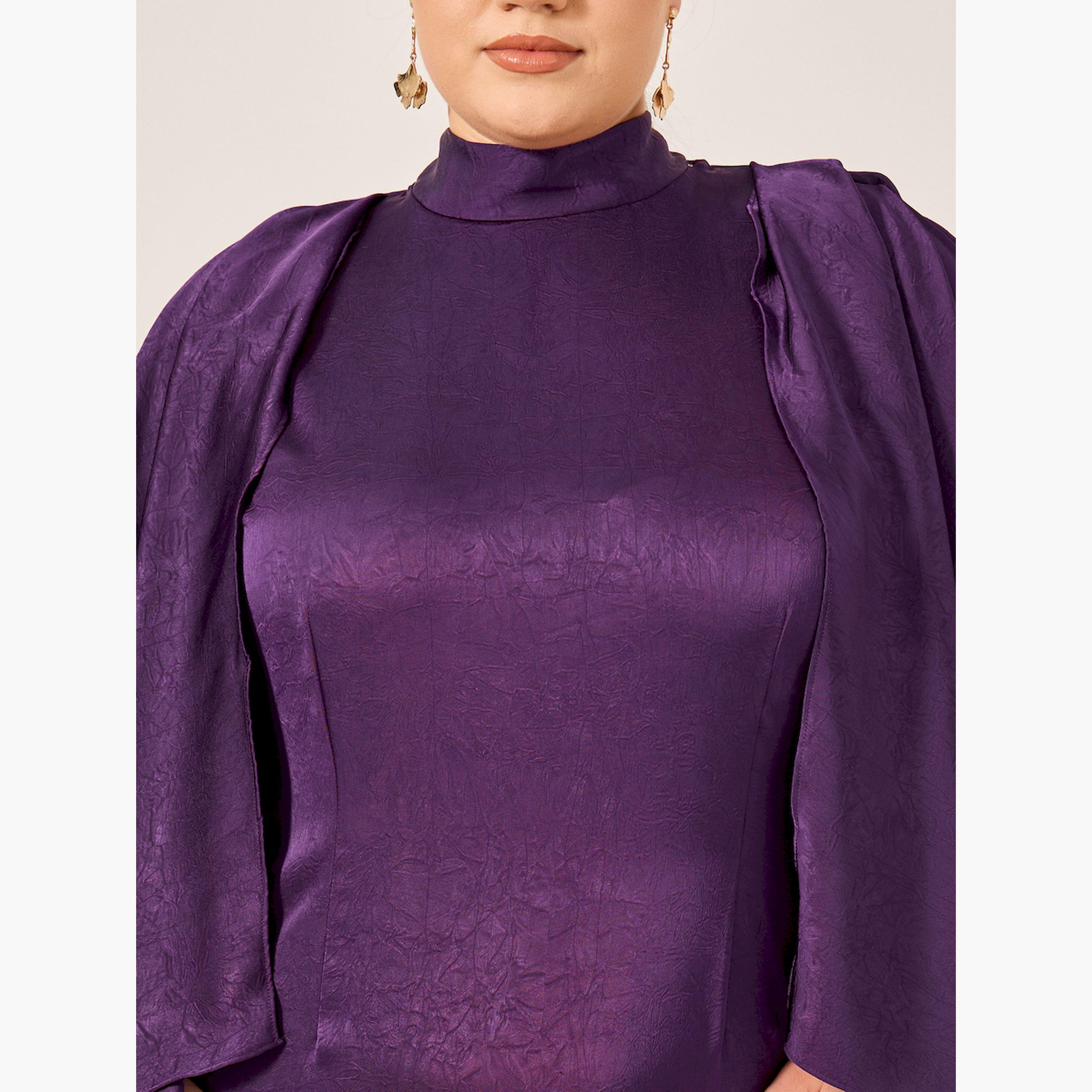 ستايلي - فستان ماكسي بأكمام طويلة على شكل حرف A مقاس كبير-women-clothing-dresses-image-4