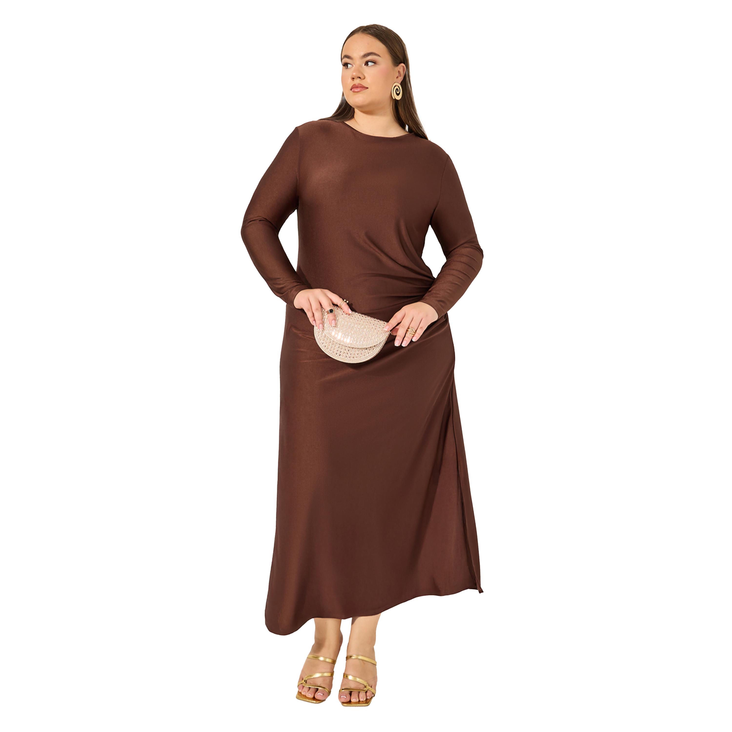 ستايلي - فستان ماكسي بأكمام طويلة على شكل حرف A مقاس كبير-women-clothing-dresses-image-1