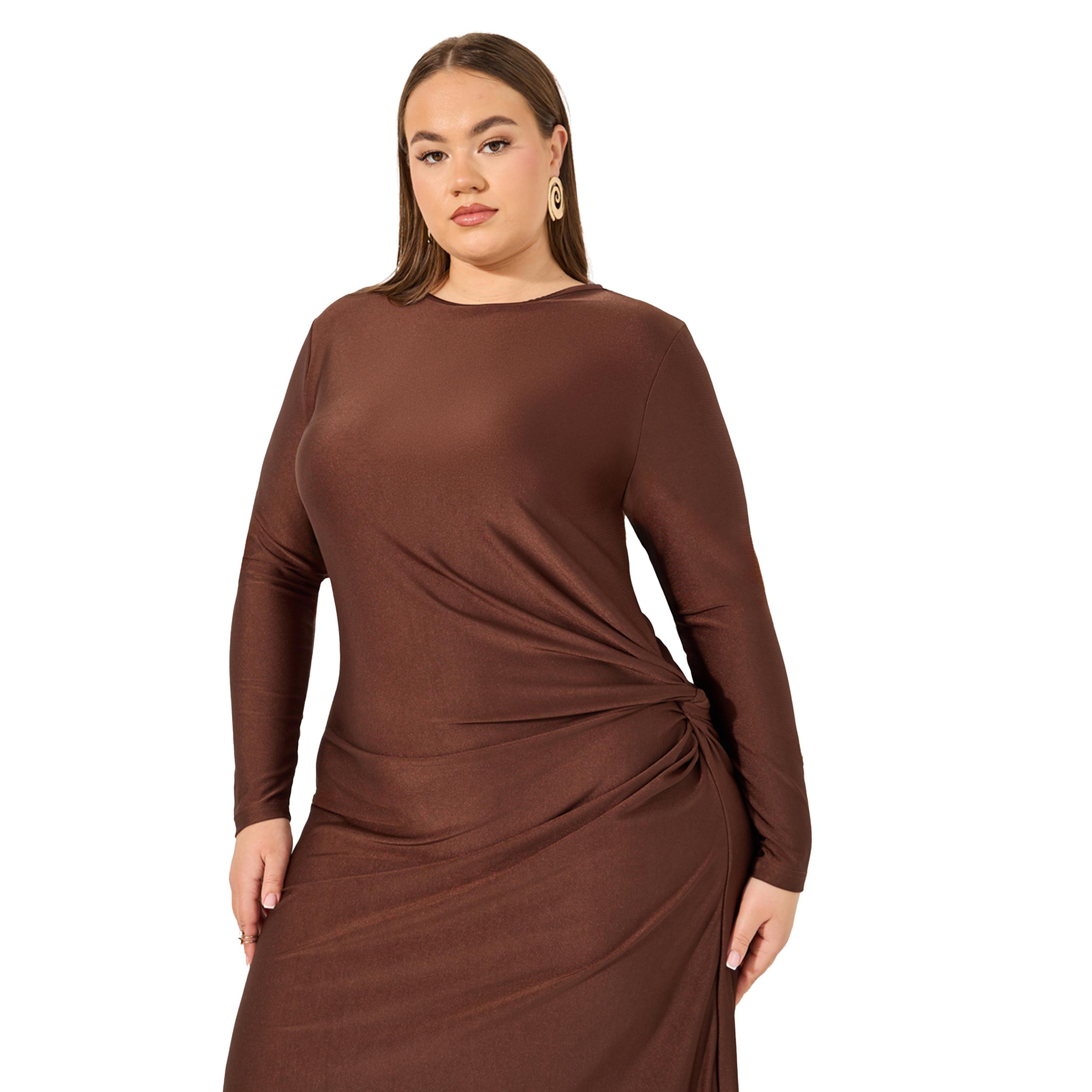 ستايلي - فستان ماكسي بأكمام طويلة على شكل حرف A مقاس كبير-women-clothing-dresses-image-3