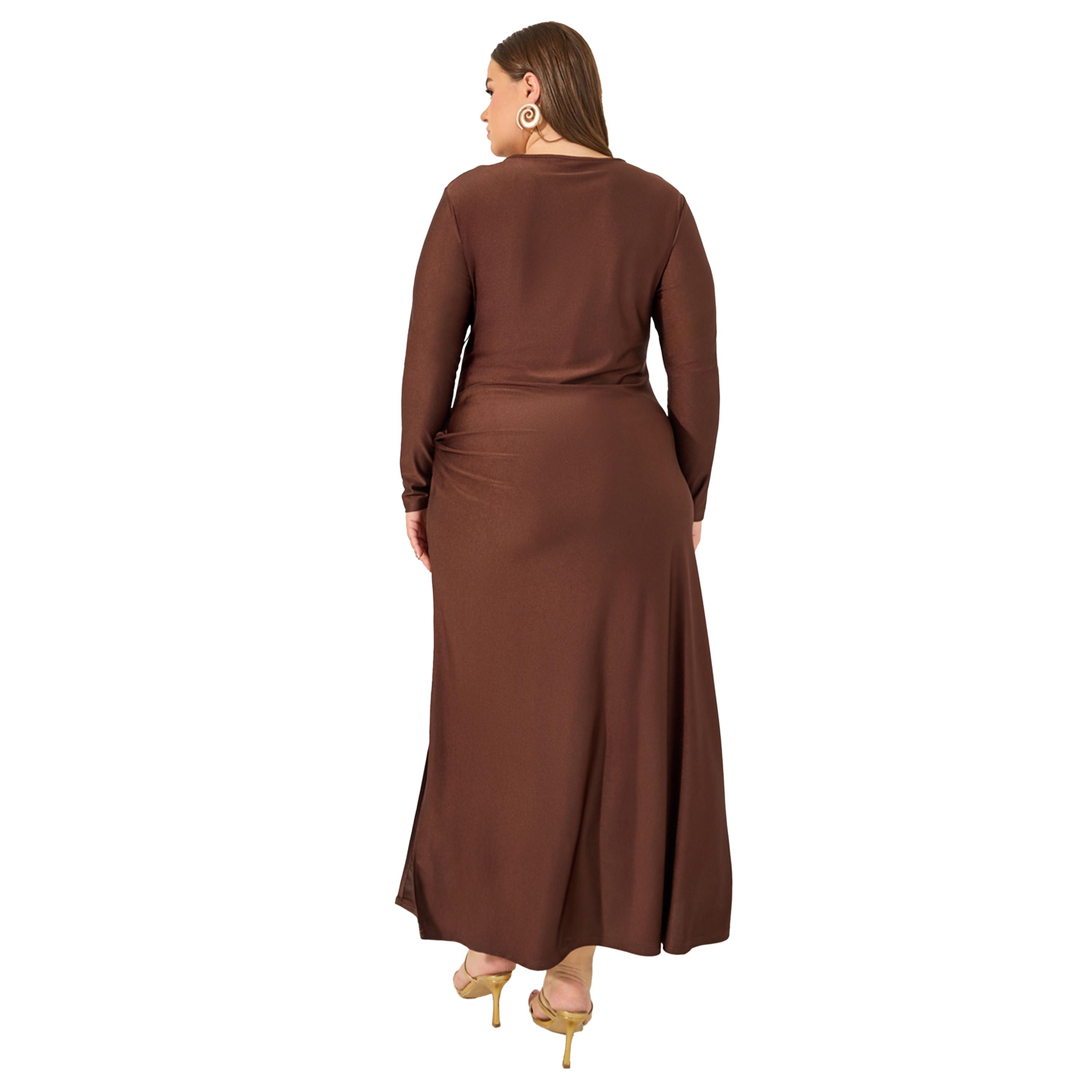 ستايلي - فستان ماكسي بأكمام طويلة على شكل حرف A مقاس كبير-women-clothing-dresses-image-5