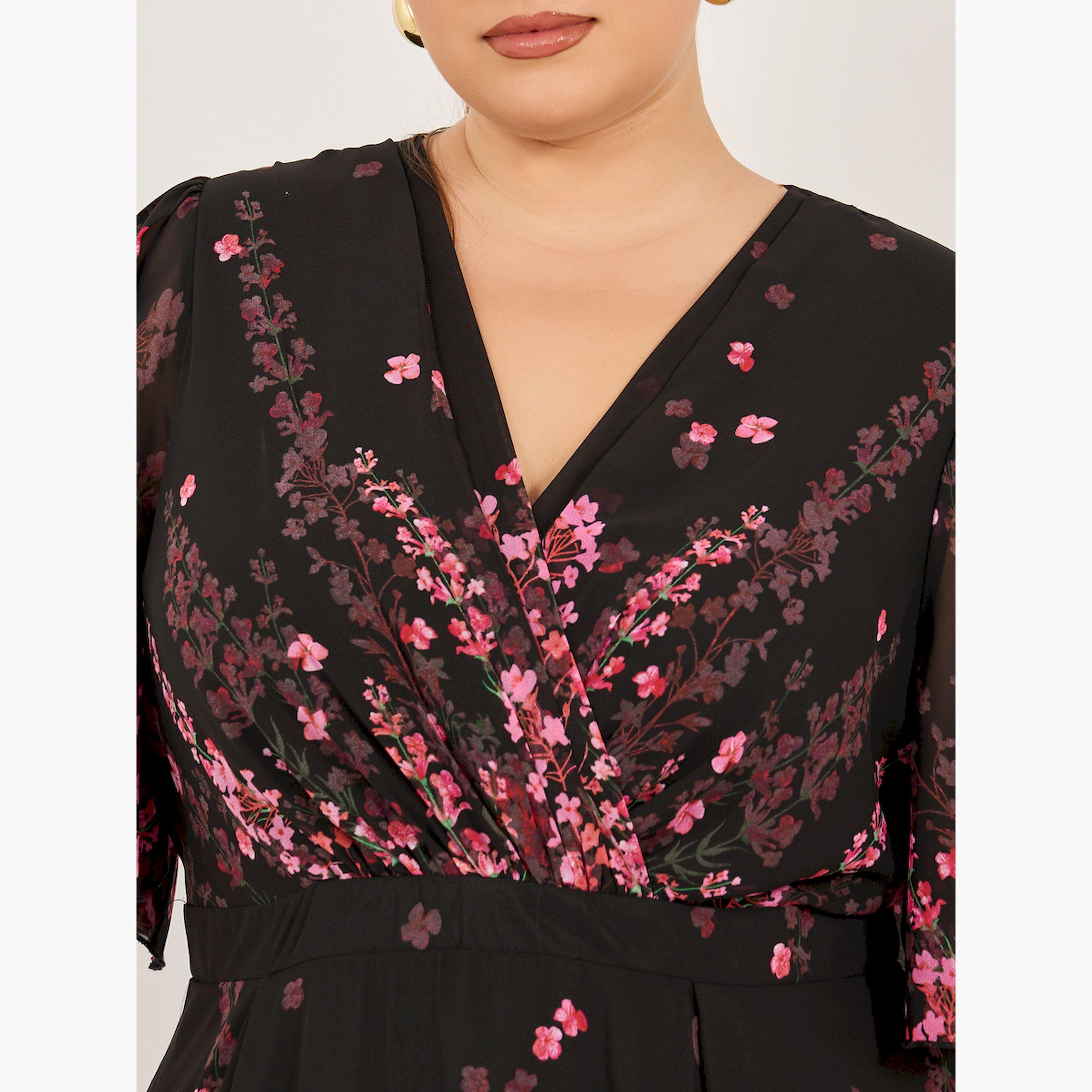Styli Plus Size Floral Print Short Sleeves A-Line Maxi Dress-women-clothing-dresses-image-4